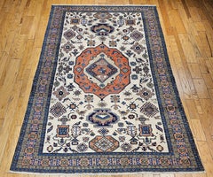 Vintage Persian Ardabil Rug, Hand-Knotted Wool, 1950s Geometric Design