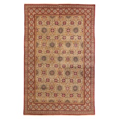 Vintage Persian Area Rug Kashan Design