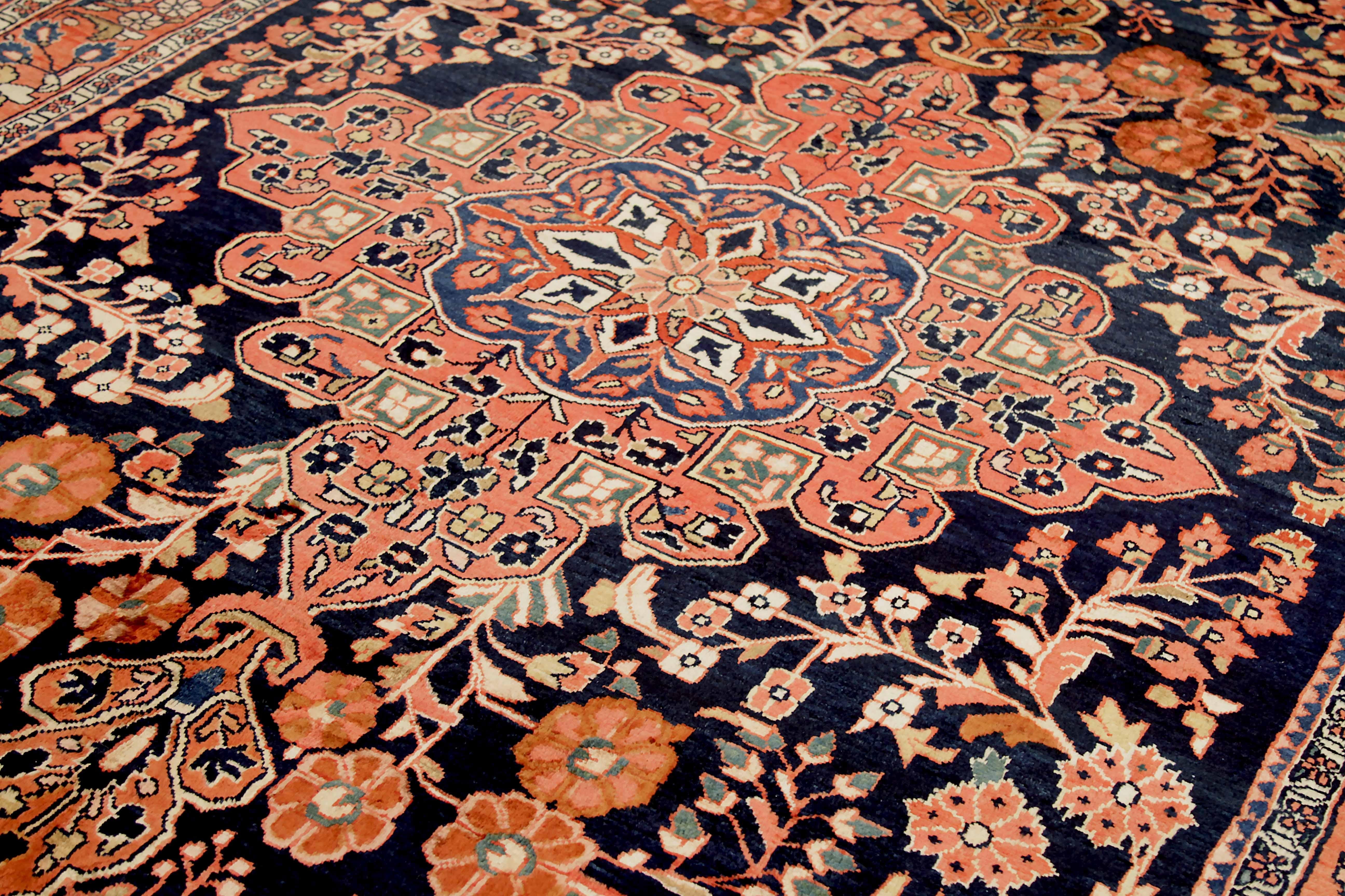 Hand-Woven Vintage Persian Area Rug Mahal Design For Sale