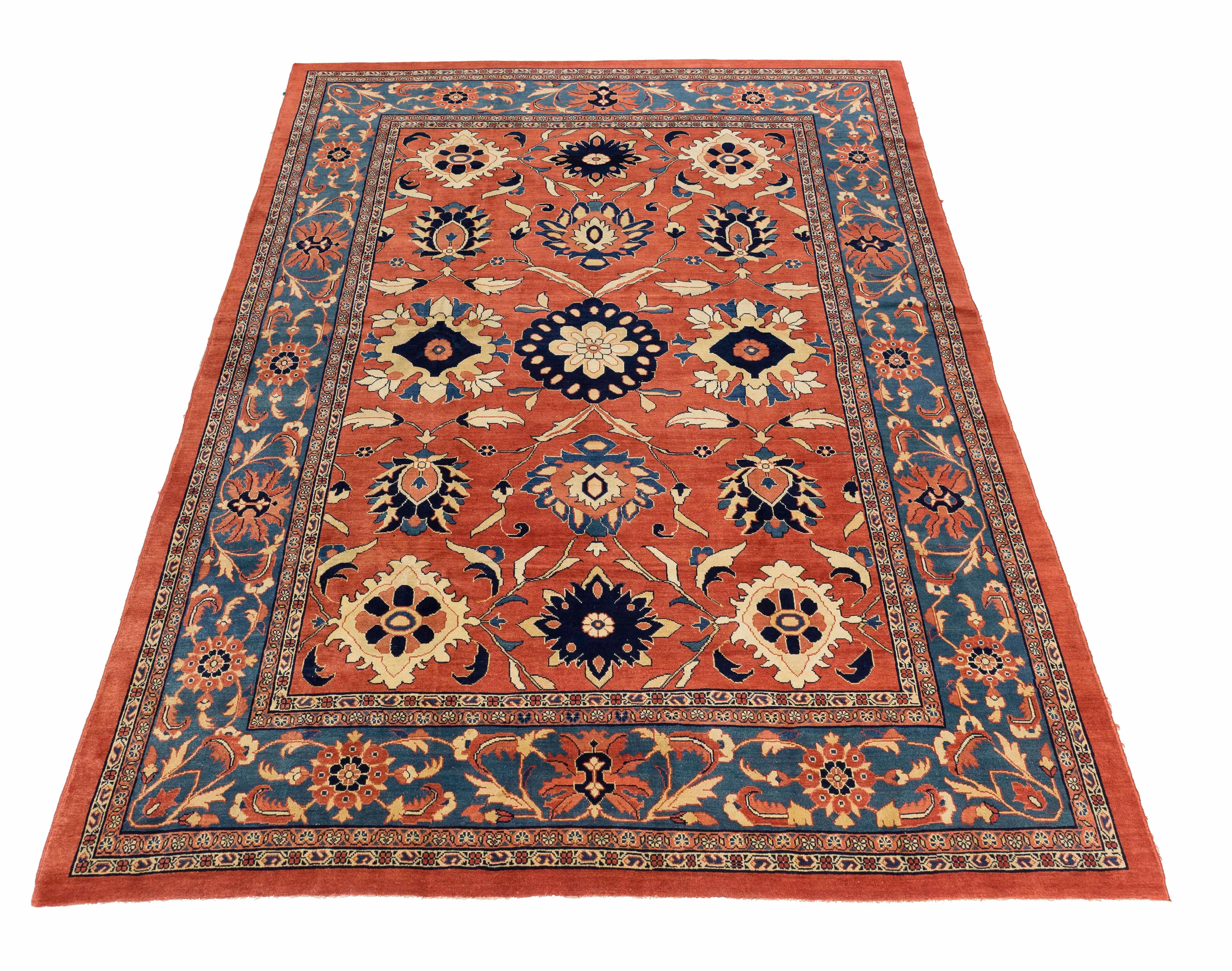 Vintage Persian Area Rug, handgewebt mit außergewöhnlichen Schafswolle, gefärbt mit natürlichen pflanzlichen Farbstoffen, traditionelle Mahal Design, erfahrene Handwerkskunst, anpassungsfähig Home Interior Design, Medium Dimension 8'7