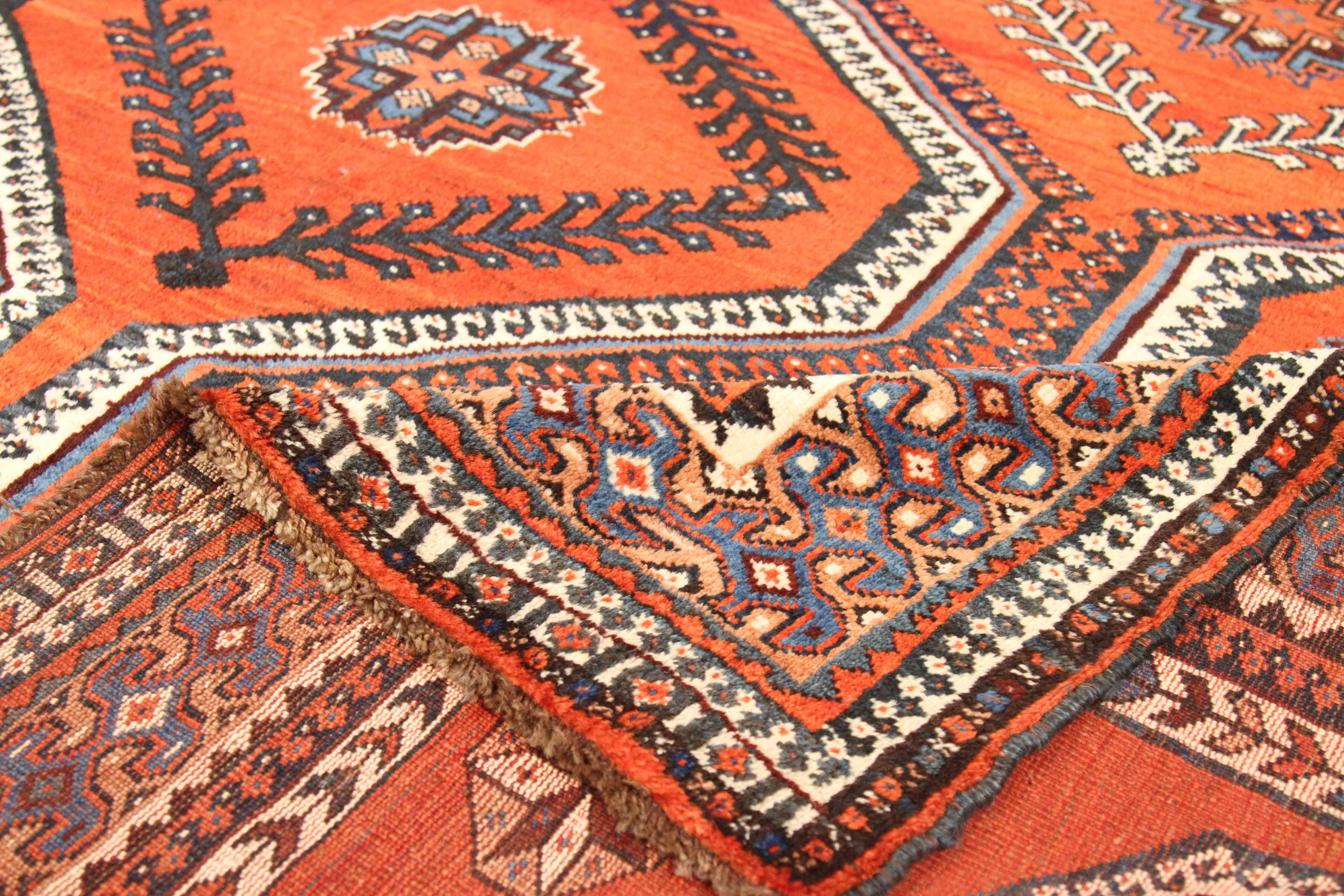 Hand-Woven Vintage Persian Area Rug Shiraz Design For Sale