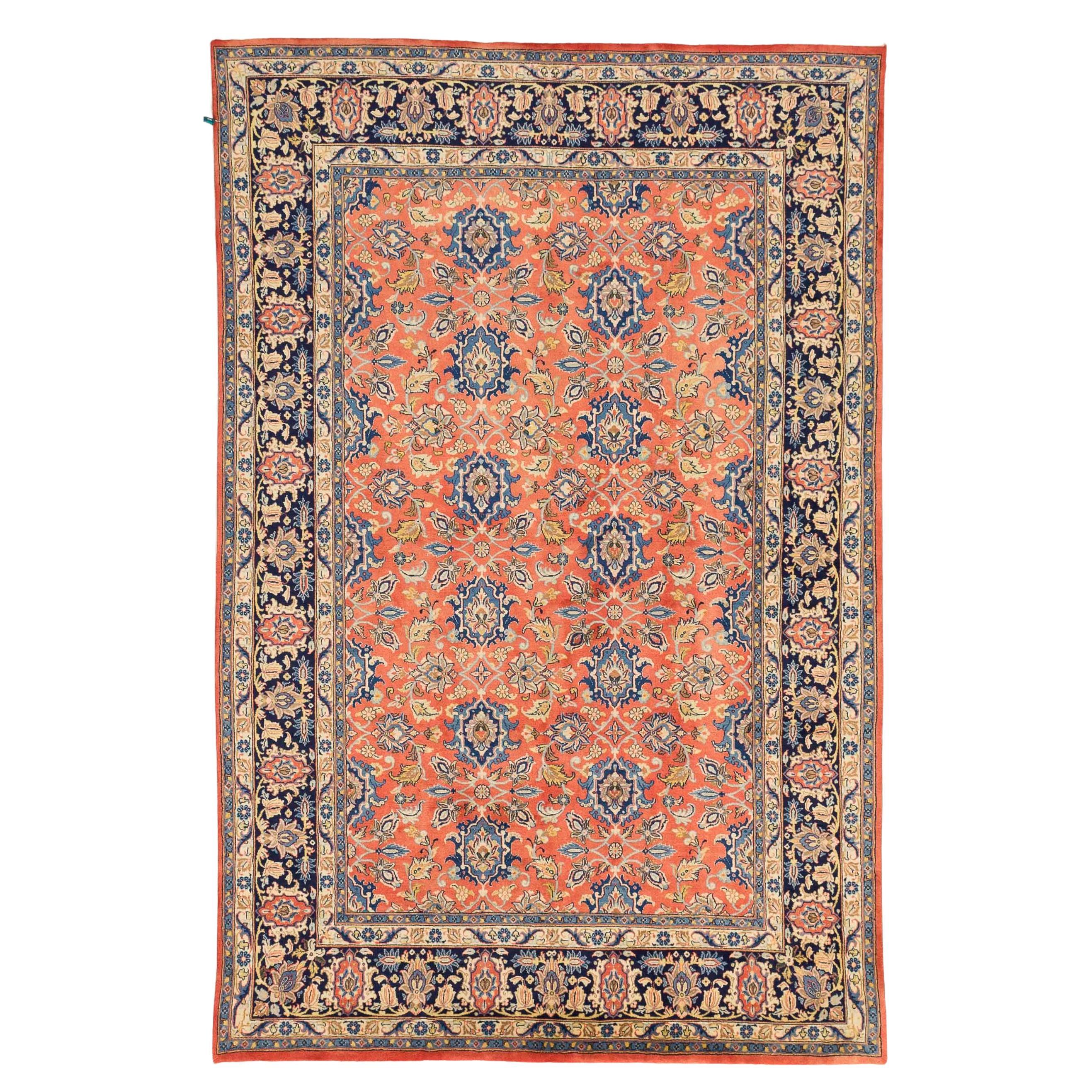 Vintage Persian Area Rug Varamin Design