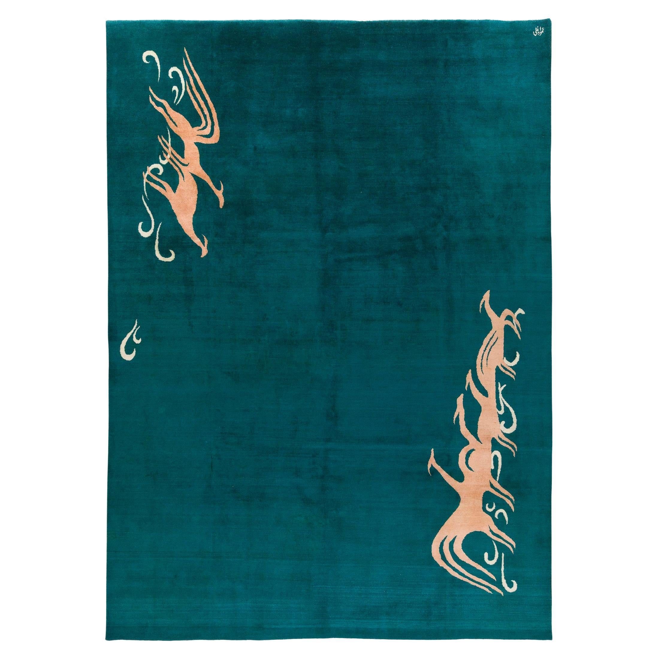 Vintage Persian Art Deco signed by Abdol Mohmmad Amoghli's workshop