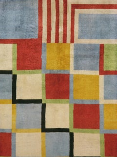 Alfombra vintage persa Art Déco inspirada en Edward McKnight Kauffer
