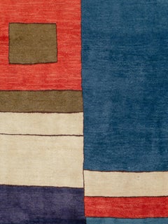 Alfombra persa Art Déco de mediados de siglo inspirada en Edward McKnight Kauffer