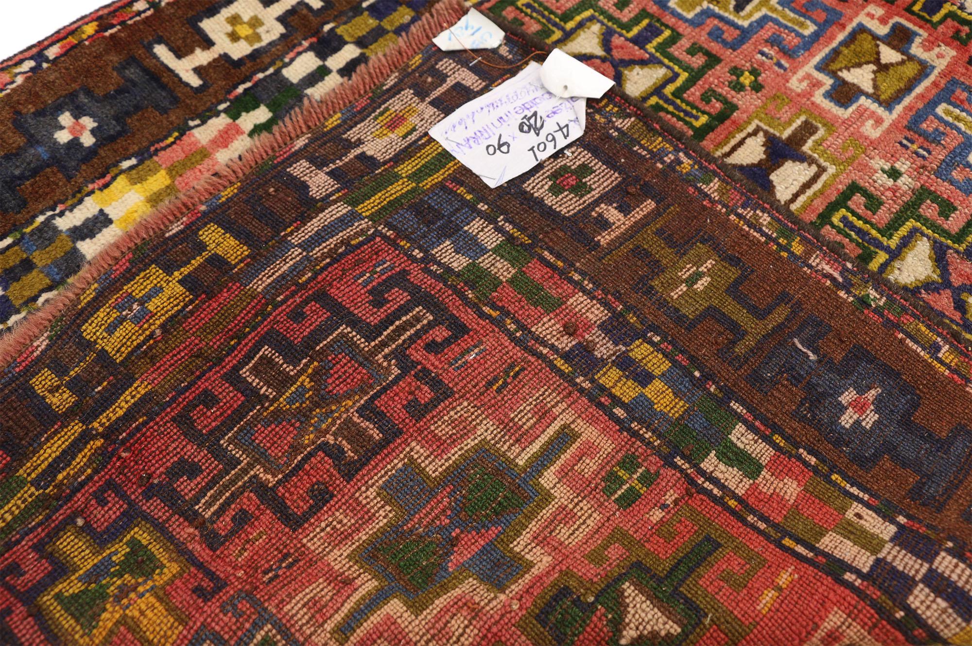 Vintage Persian Azerbaijan Carpet Runner with Modern Tribal Style, Azeri Rug In Good Condition In Dallas, TX