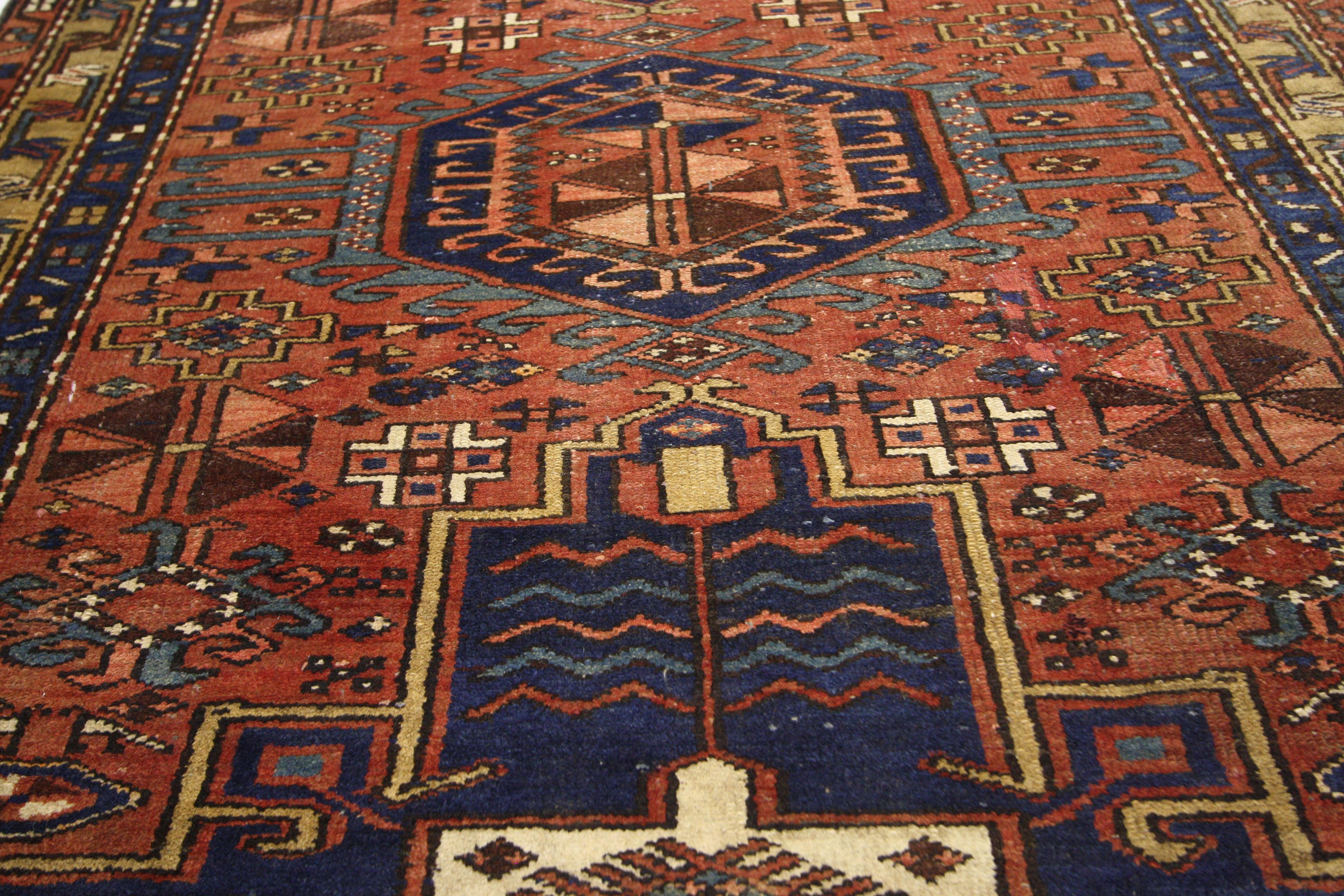 Vintage Persian Azerbaijan Carpet In Fair Condition For Sale In Dallas, TX