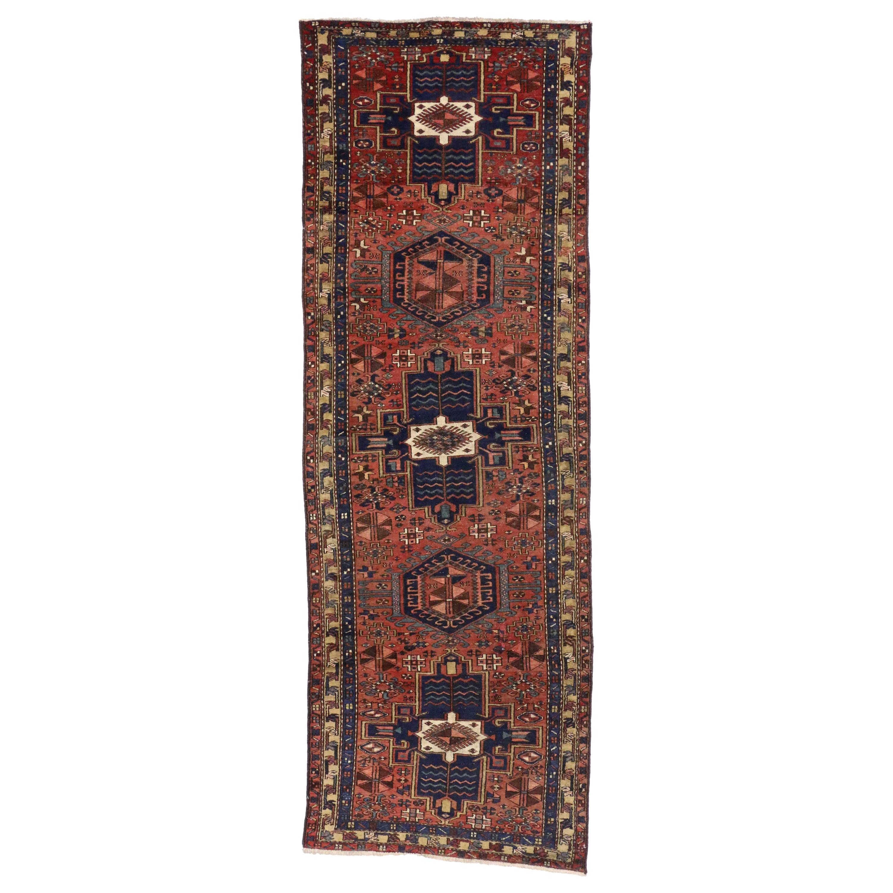 Antique Persian Azerbaijan Rug with Tribal MidCentury Modern Style For