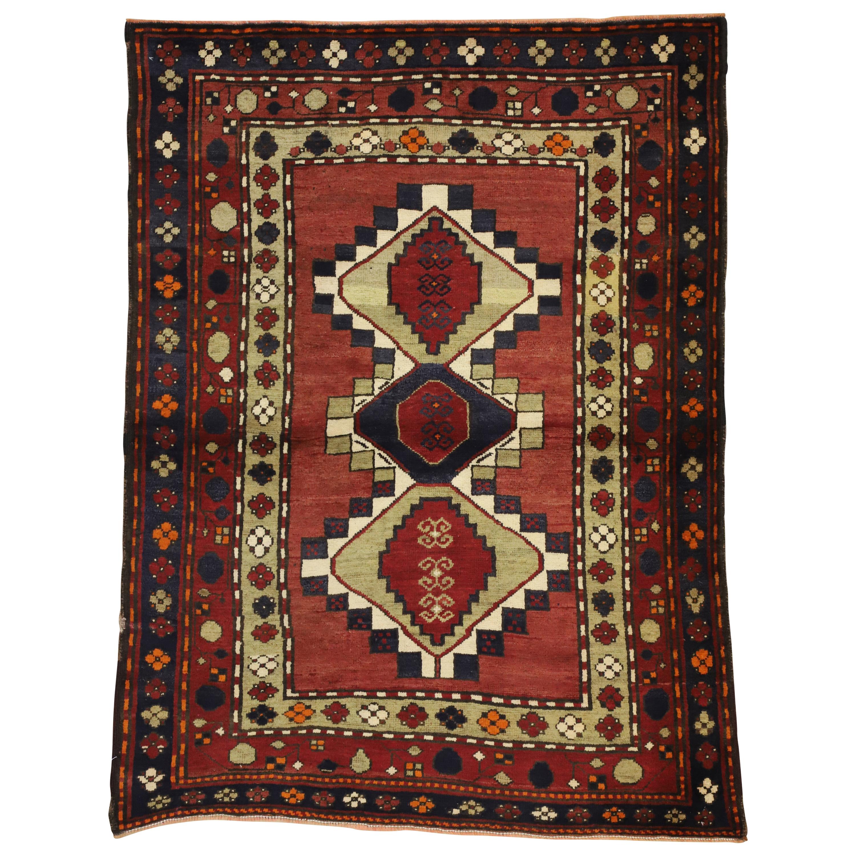 Tapis persan d'Azerbaïdjan vintage de style tribal