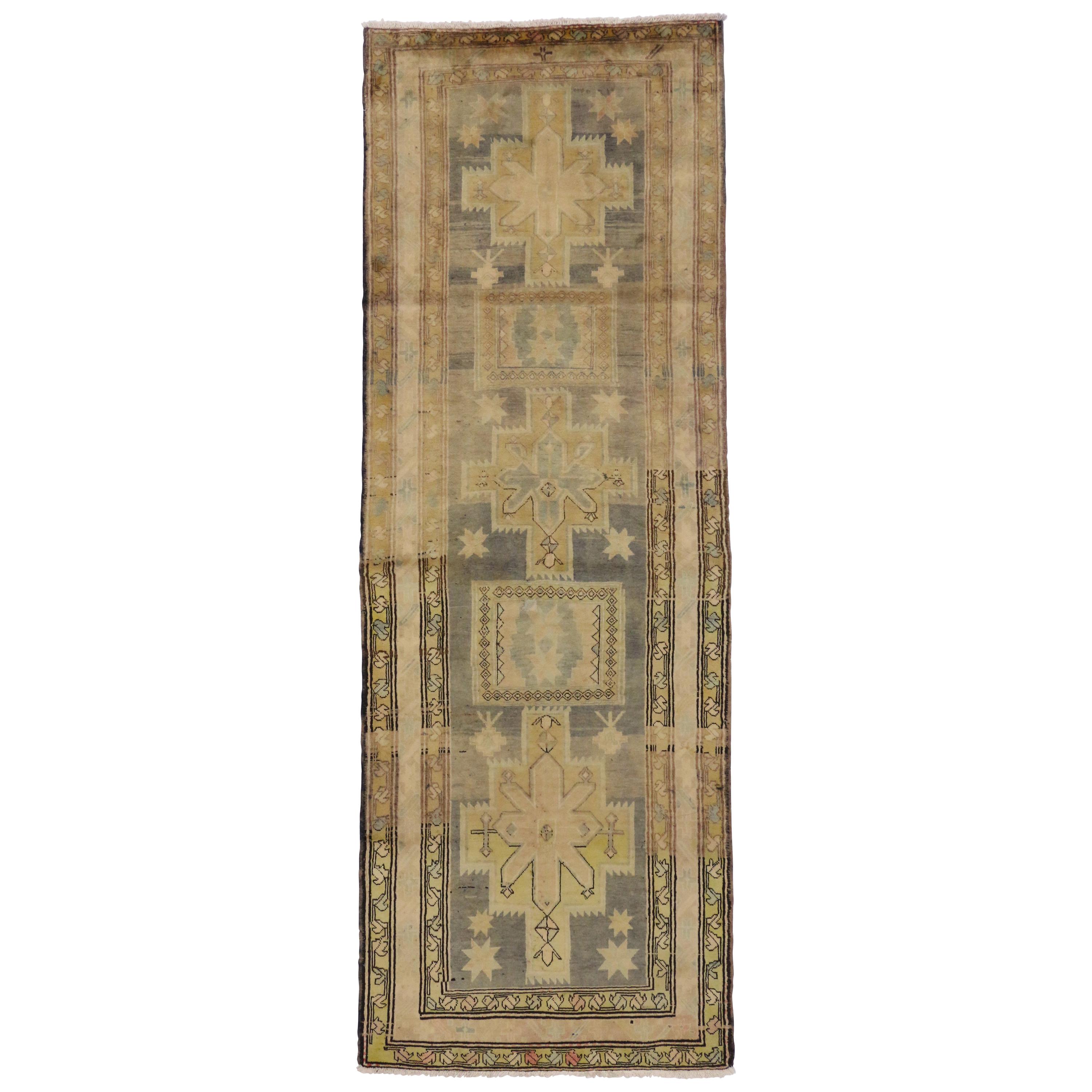 Vintage Persian Azerbaijan Runner, Tribal Style Hallway Runner For Sale