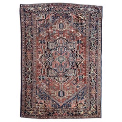 Antique Persian Bahkhshayesh Rug, Woven Near Heriz, Center Medallion