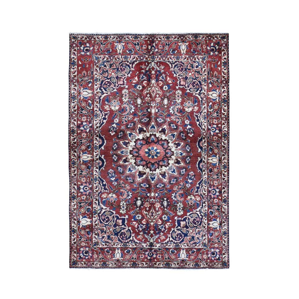 Persian Mazlagan Hand Knotted Oriental Pure Wool Rug For Sale at 1stDibs