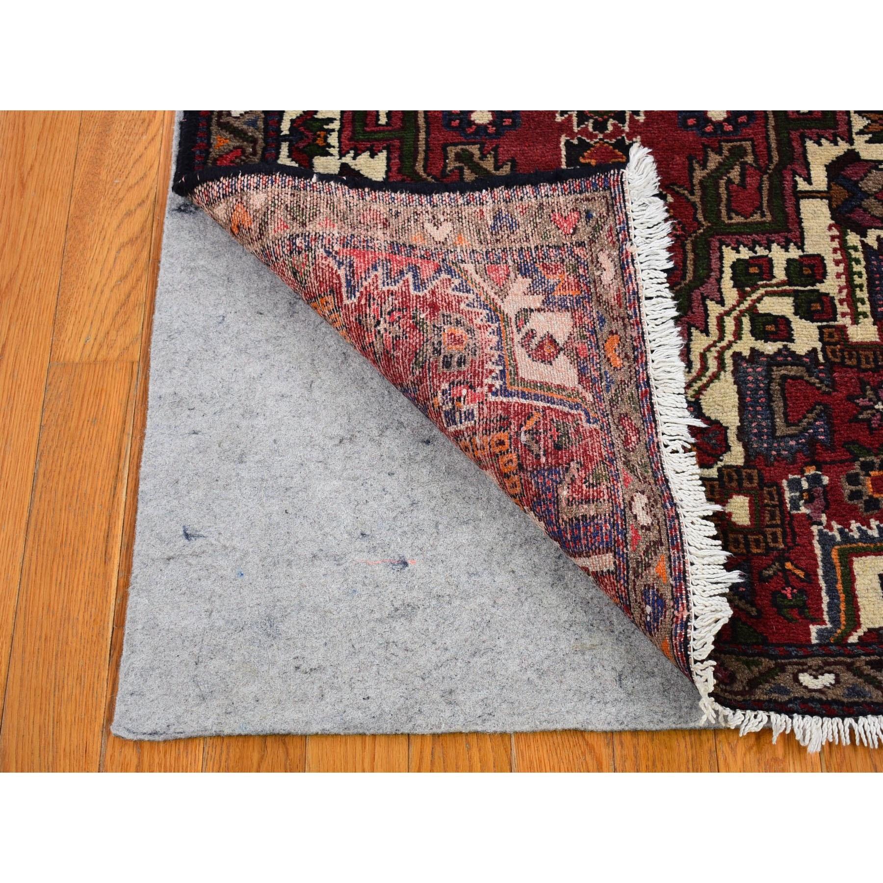 Vintage Persian Bakhtiar with Triple Medallion Design Cherry Red Pure Wool Rug In Good Condition For Sale In Carlstadt, NJ