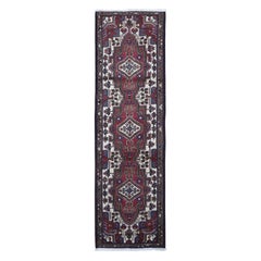 Vintage Persian Bakhtiar with Triple Medallion Design Cherry Red Pure Wool Rug
