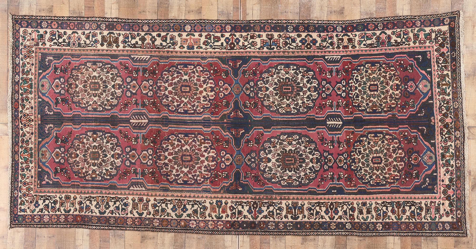 Vintage Persian Bakhtiari Rug, Bungalow Charm Meets Classic Sophistication For Sale 2