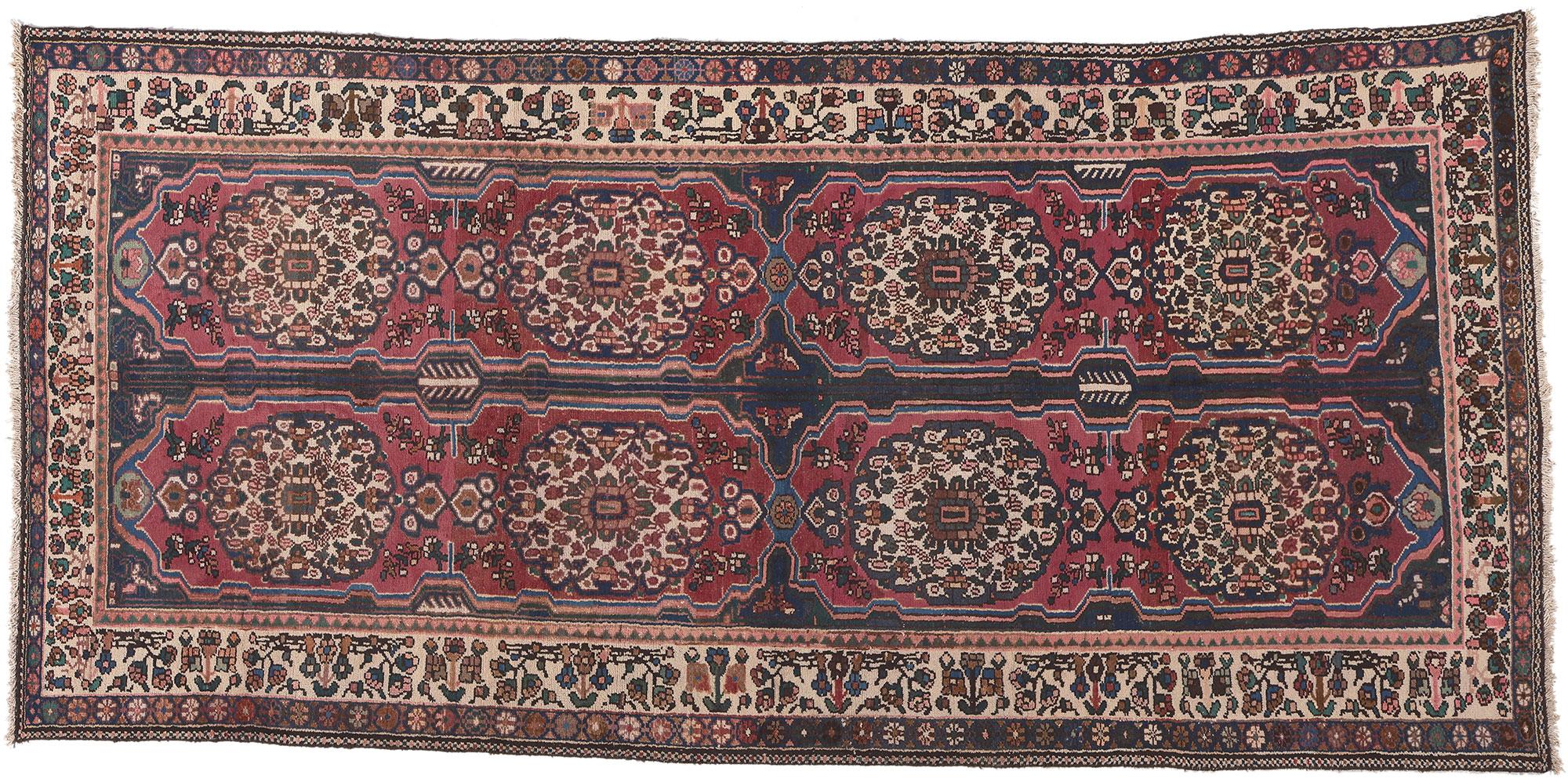 Vintage Persian Bakhtiari Rug, Bungalow Charm Meets Classic Sophistication For Sale 3