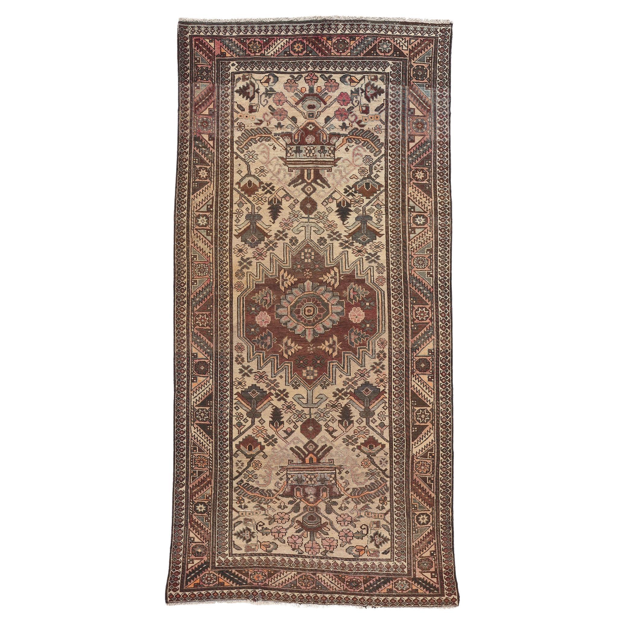 Vintage Persian Bakhtiari Rug, Subtle Sophistication Meets Biophilic Design For Sale