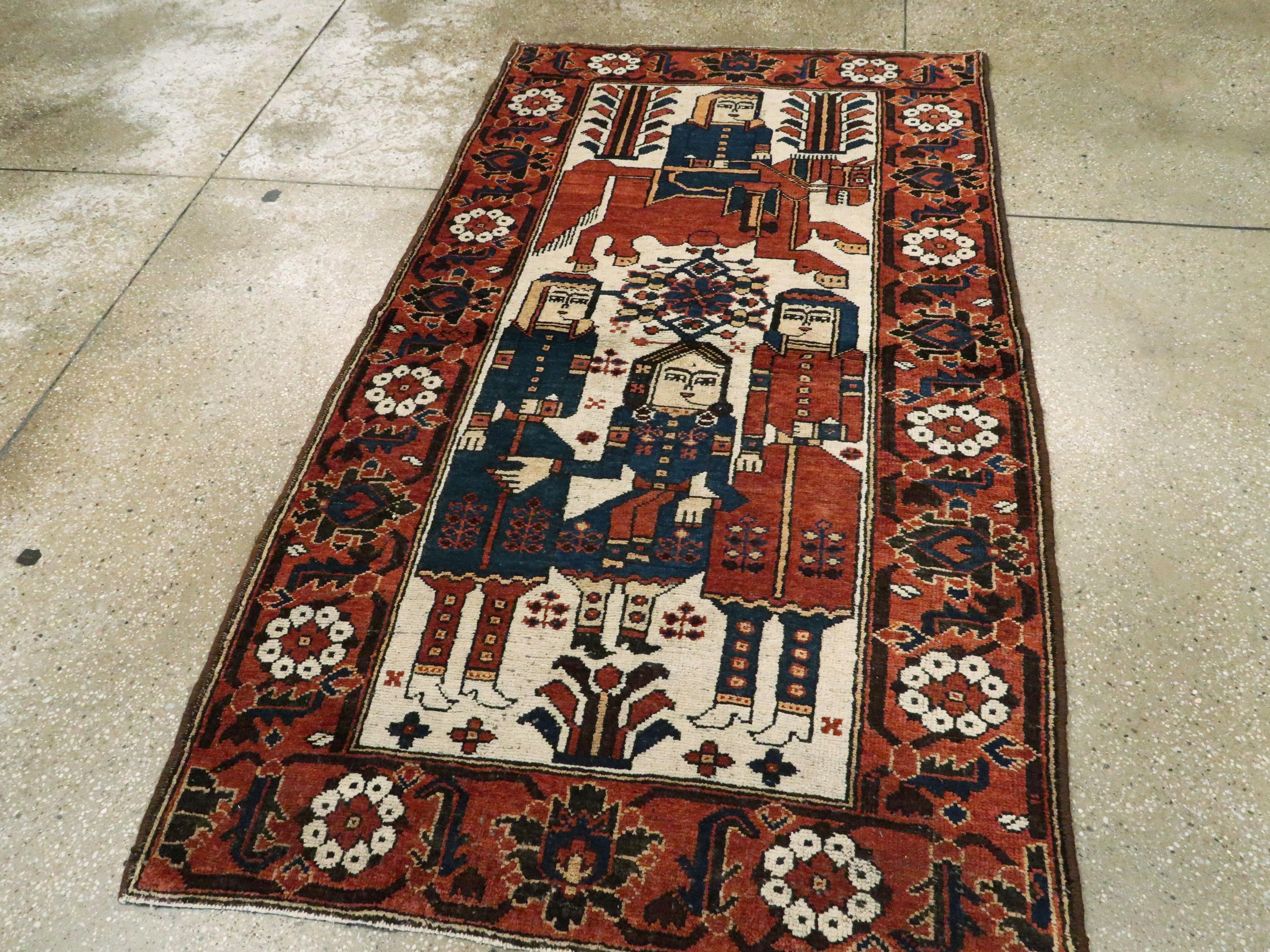 Folk Art Vintage Persian Bakhtiari Rug For Sale