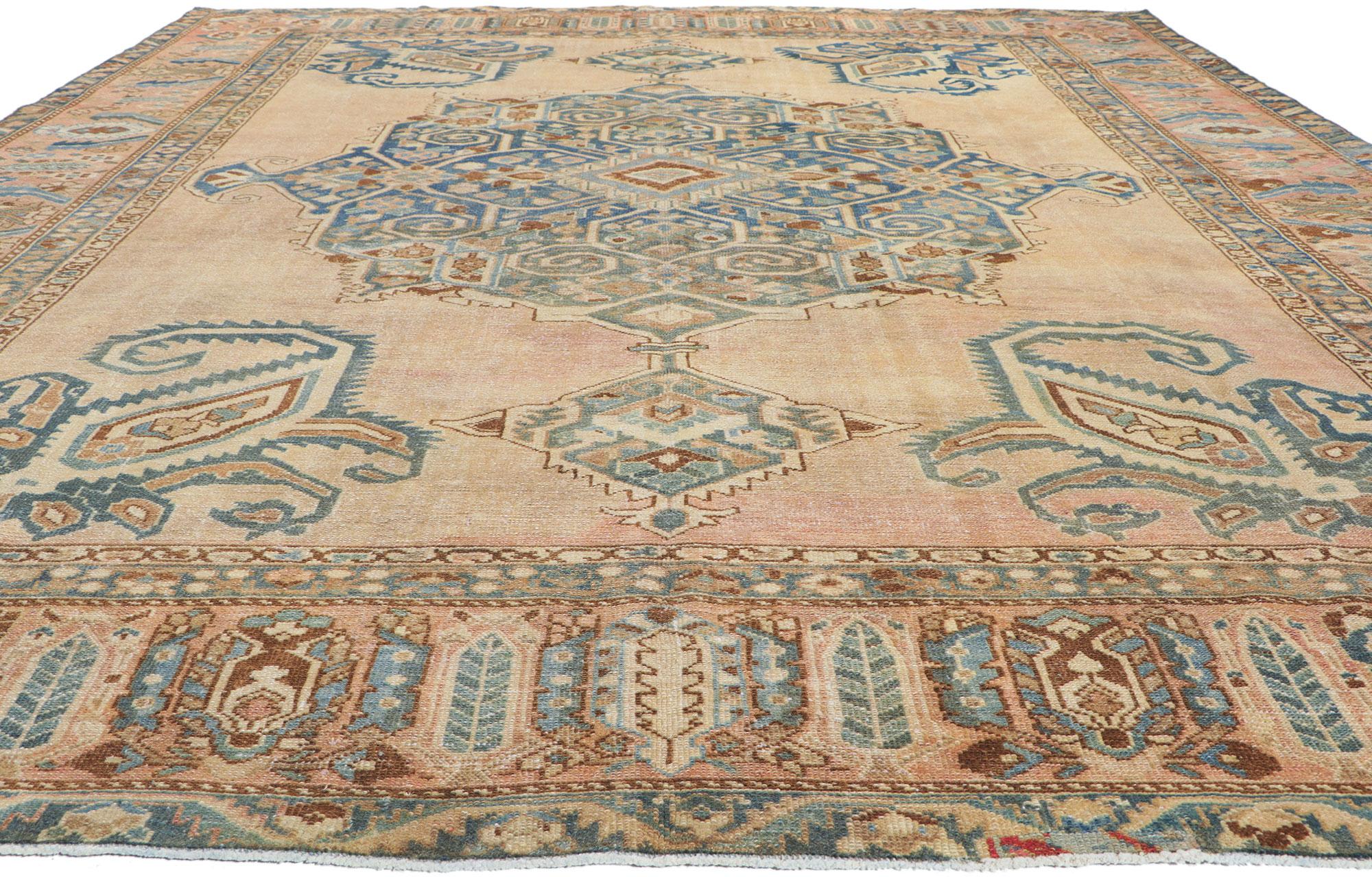 Rustic Vintage Persian Bakhtiari Rug For Sale