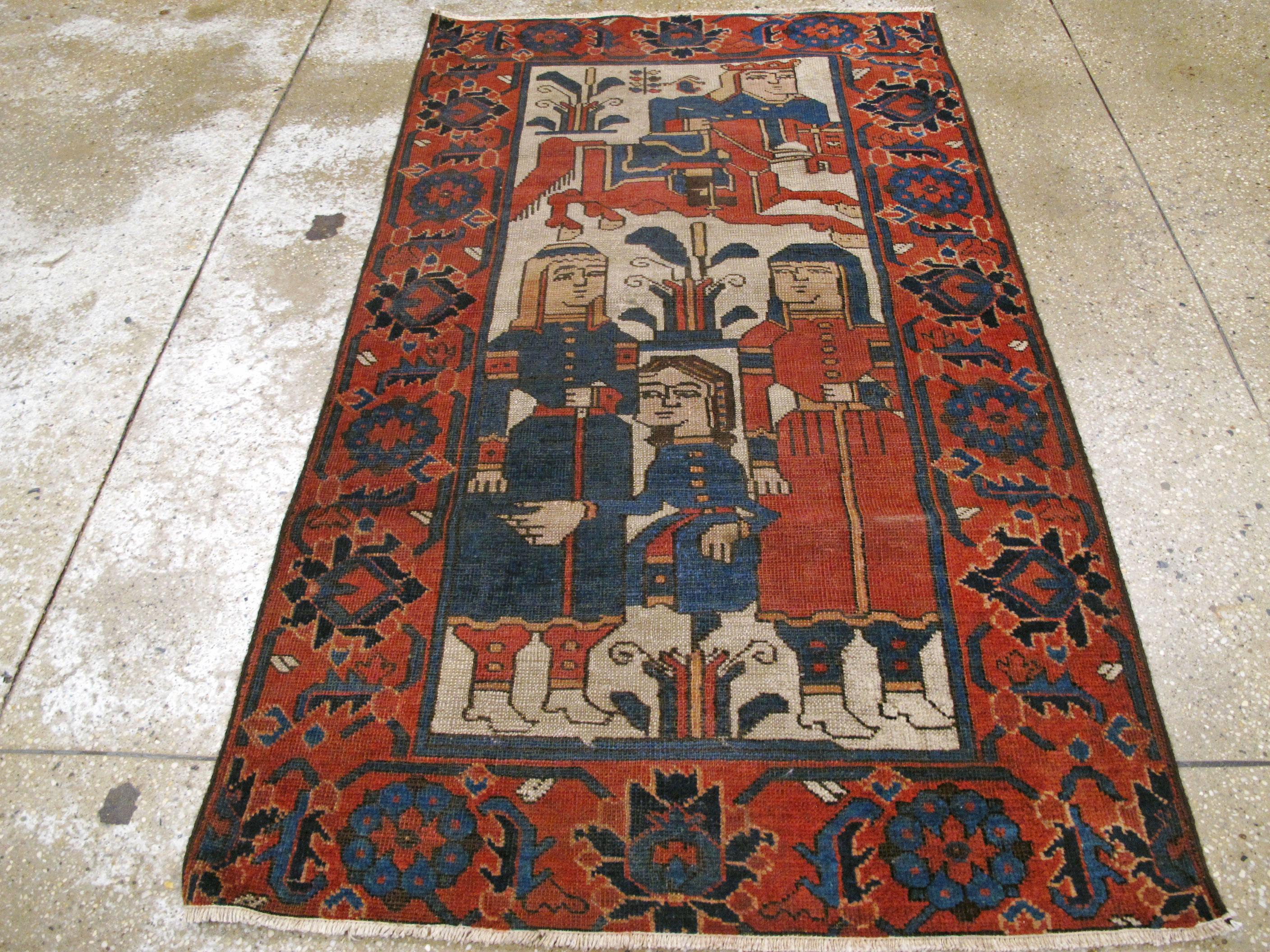 Hand-Knotted Vintage Persian Bakhtiari Rug For Sale