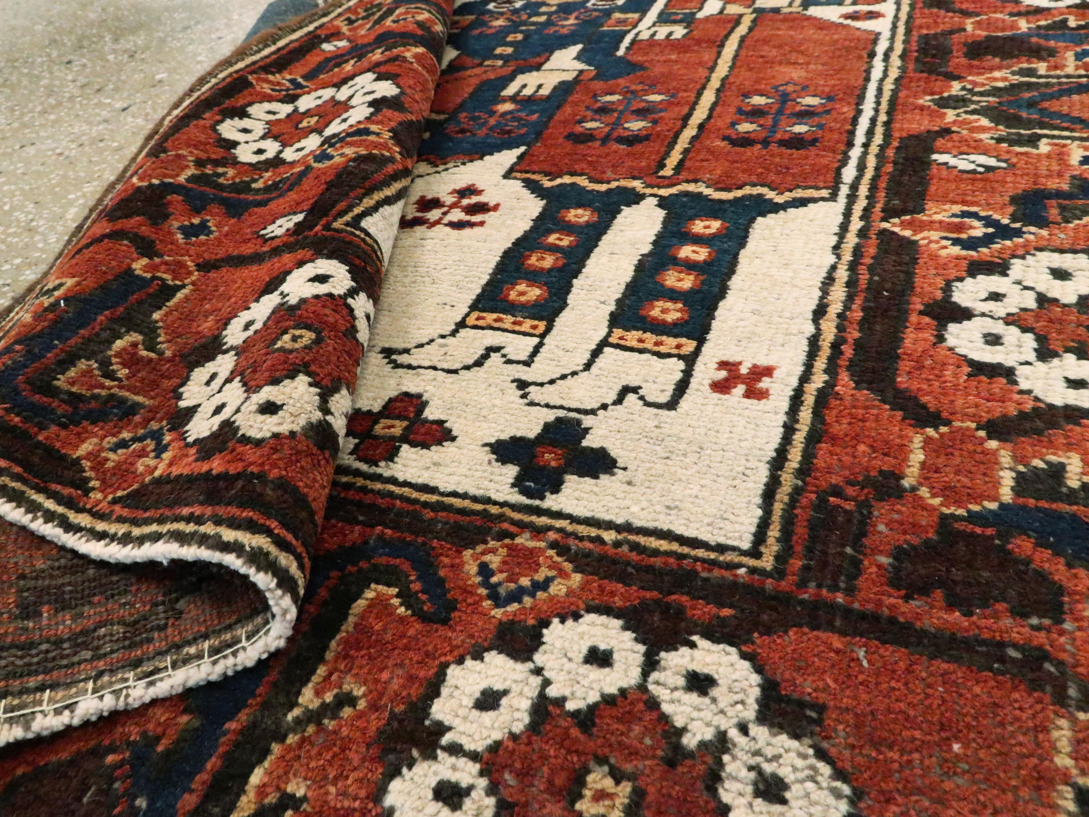 Wool Vintage Persian Bakhtiari Rug For Sale