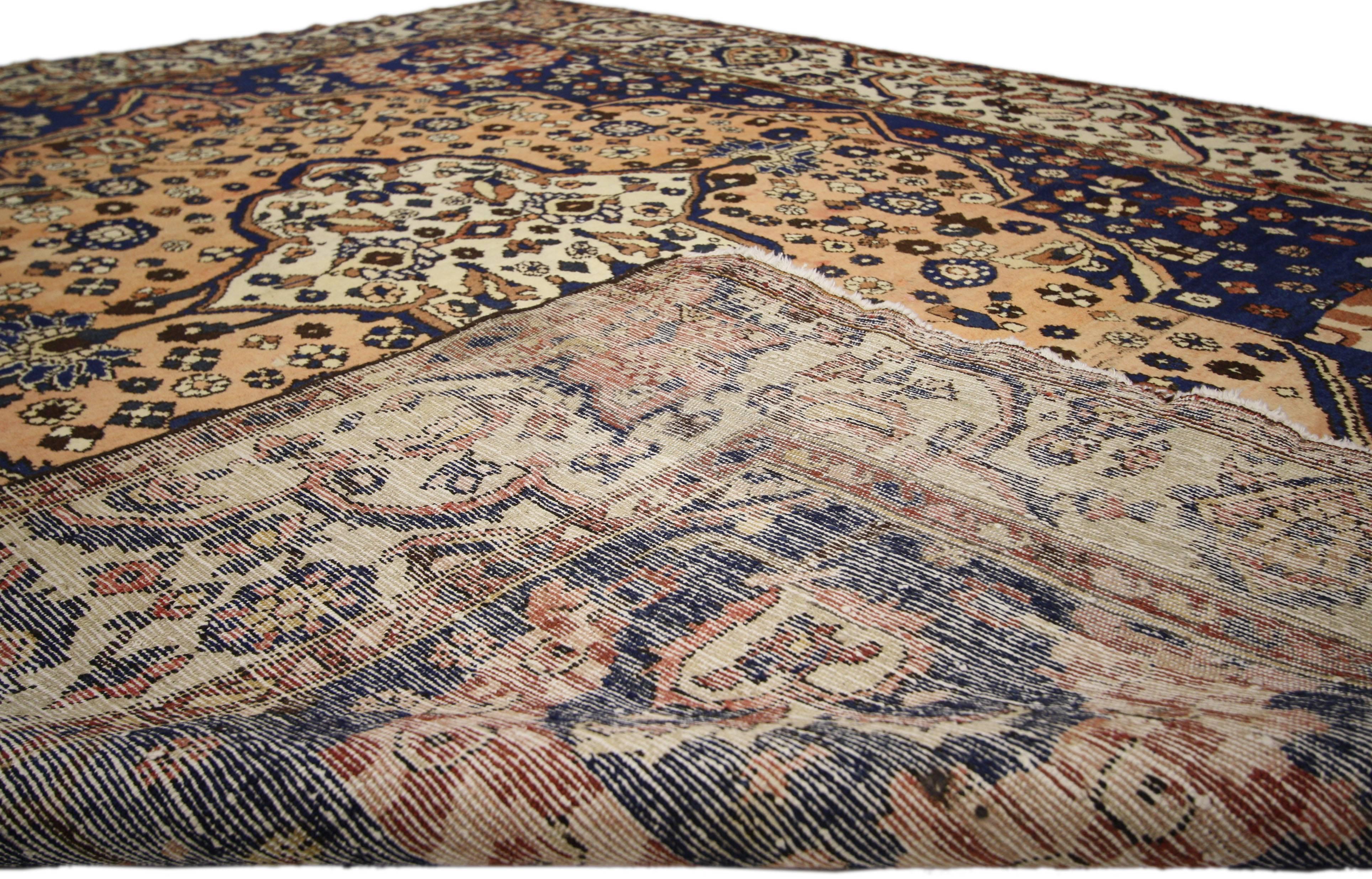 Vintage Persian Bakhtiari Rug with Rustic Modern Italian Style  In Good Condition For Sale In Dallas, TX