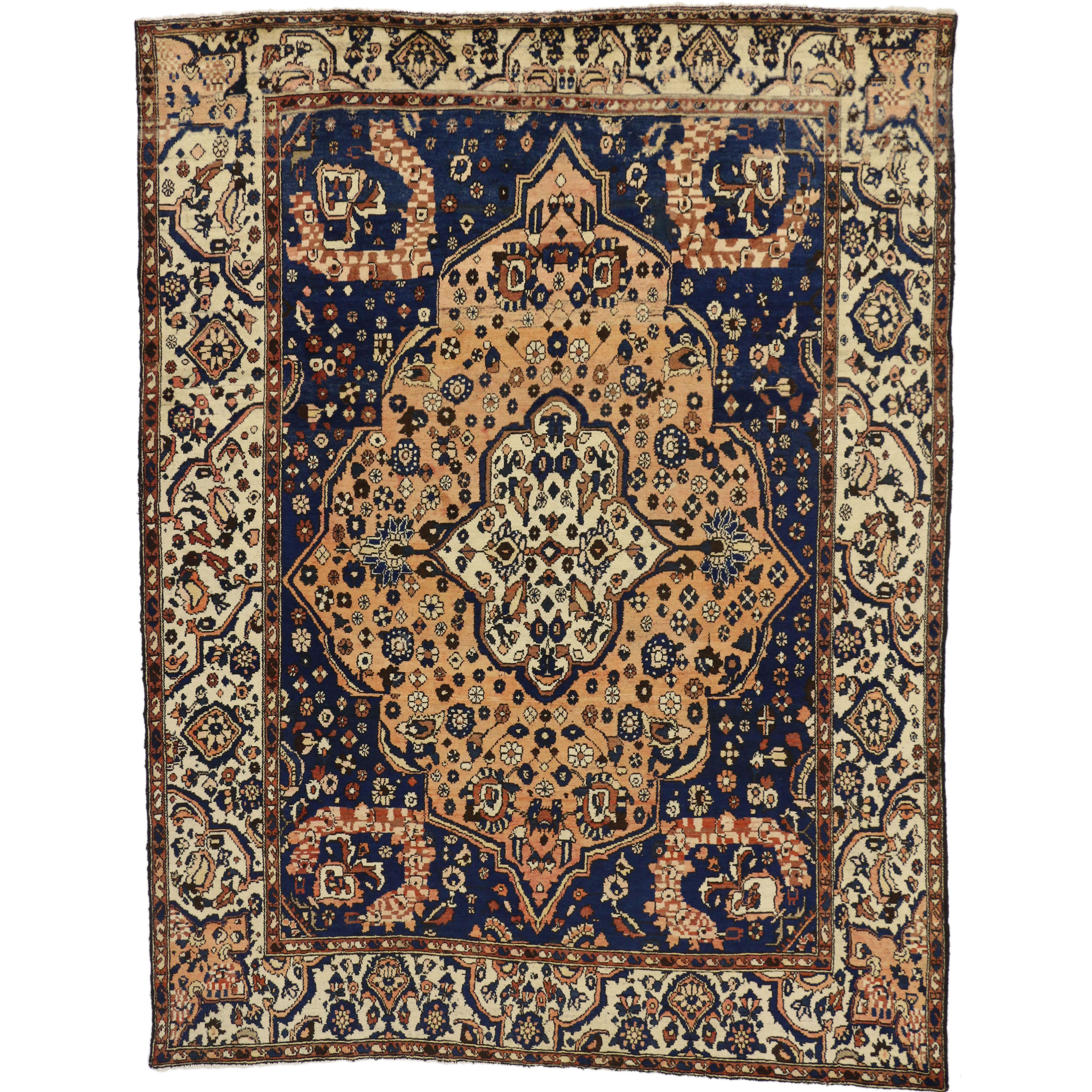 Vintage Persian Bakhtiari Rug with Rustic Modern Italian Style  For Sale