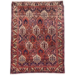 Vintage Persian Bakhtiari Rug with Four Seasons Garden Design