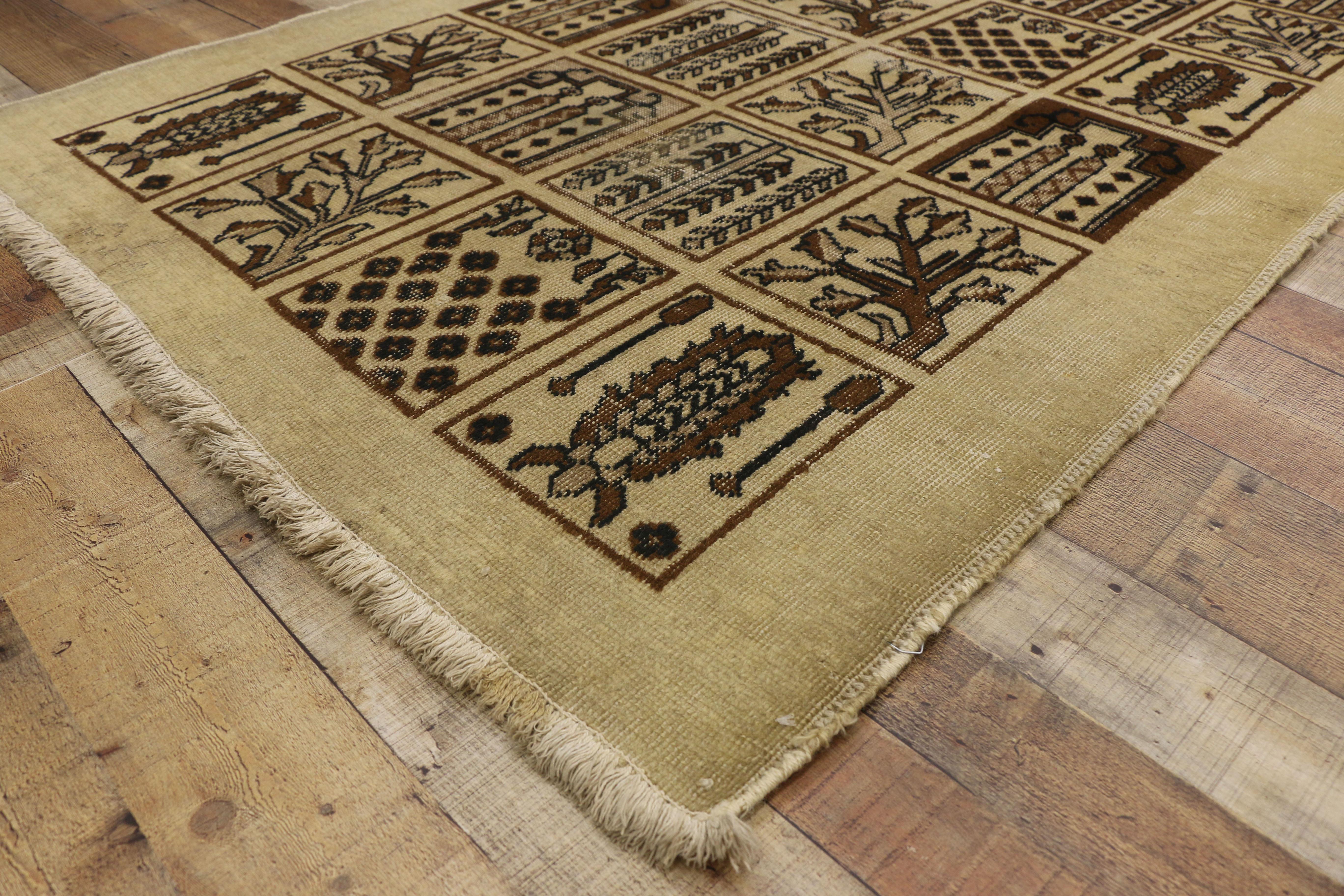 20th Century Vintage Persian Bakhtiari Rug with Garden Design and Black Forest Style For Sale