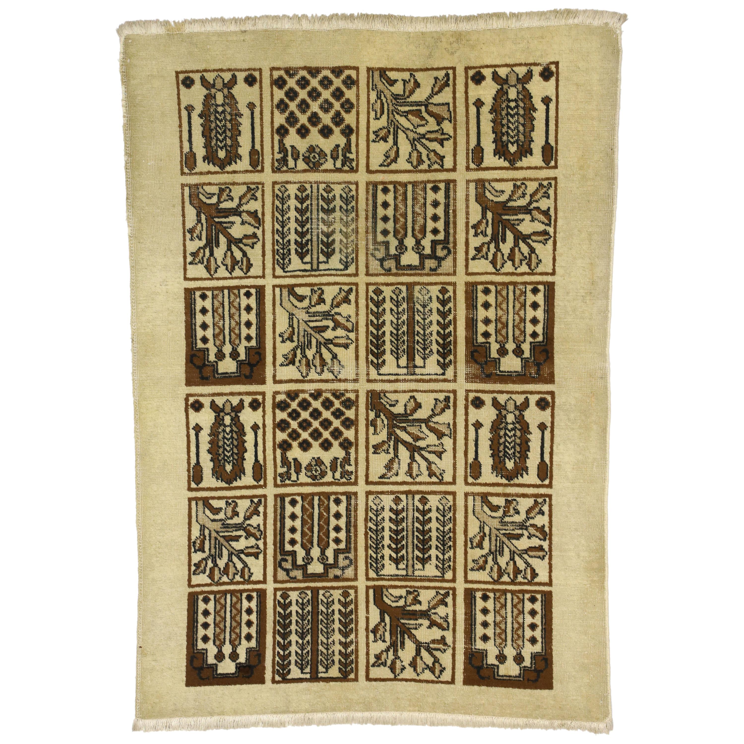 Vintage Persian Bakhtiari Rug with Garden Design and Black Forest Style For Sale