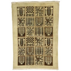 Retro Persian Bakhtiari Rug with Garden Design and Black Forest Style