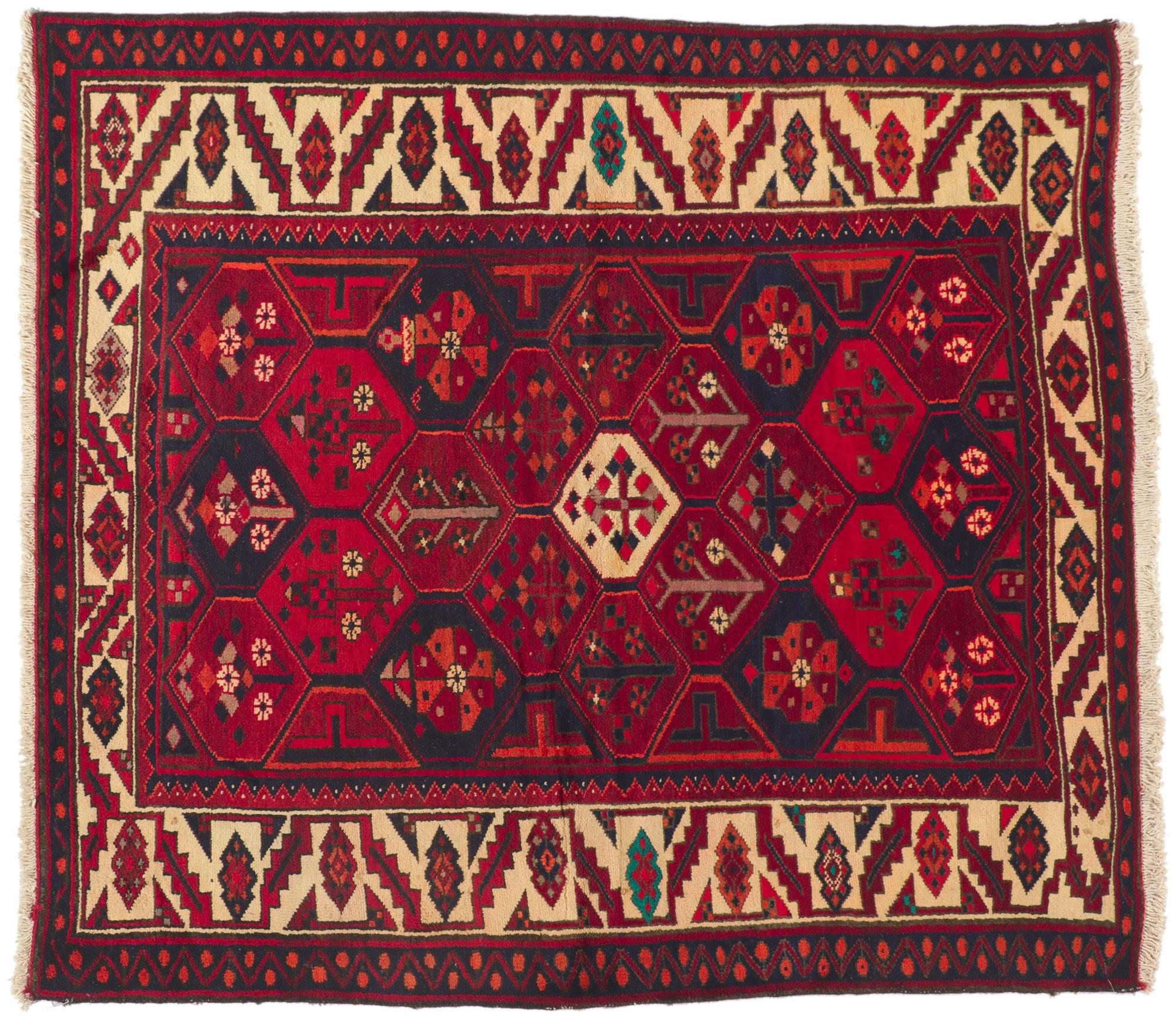 Vintage Persian Bakhtiari Rug with Garden Design For Sale 3