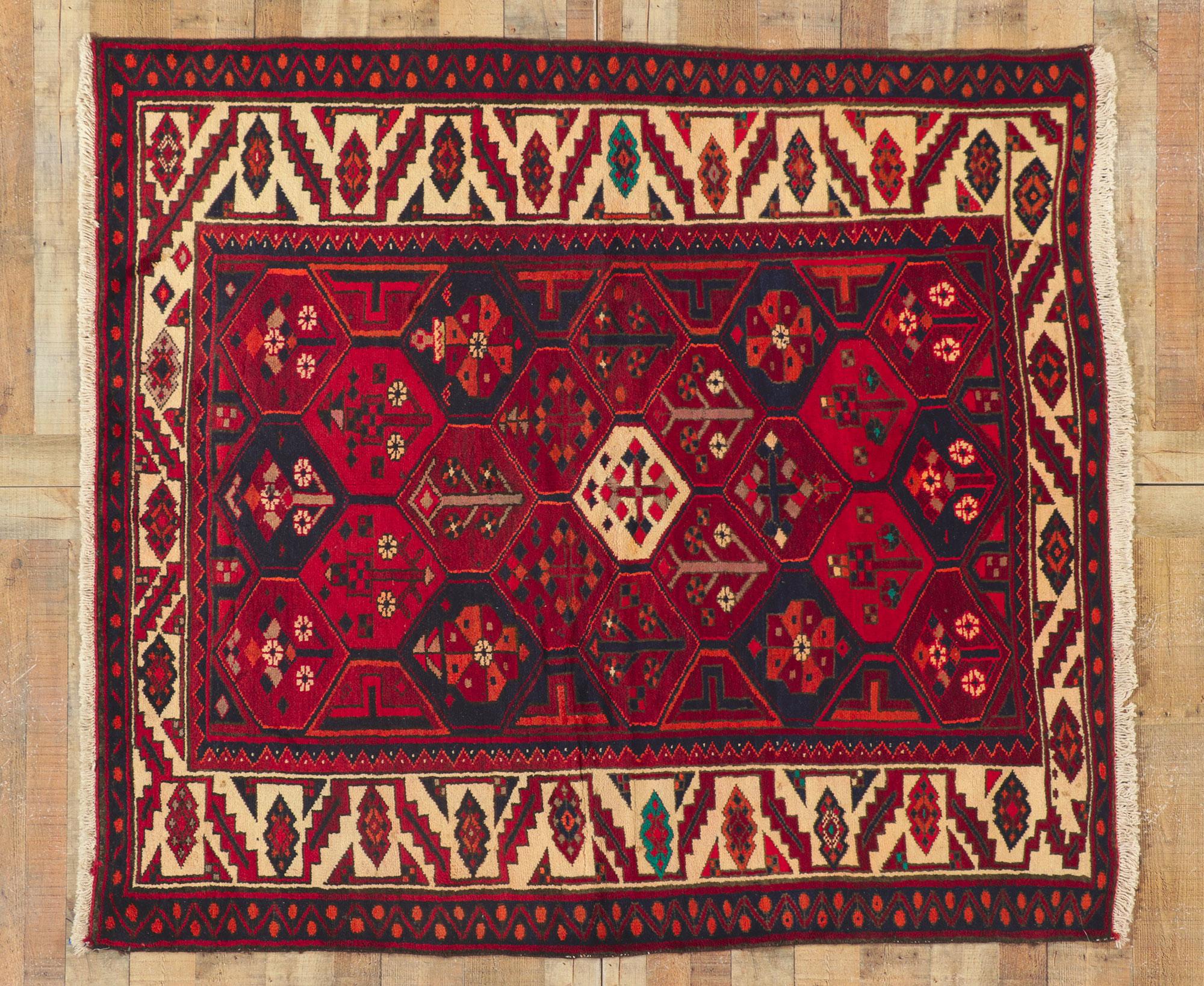 Vintage Persian Bakhtiari Rug with Garden Design For Sale 2