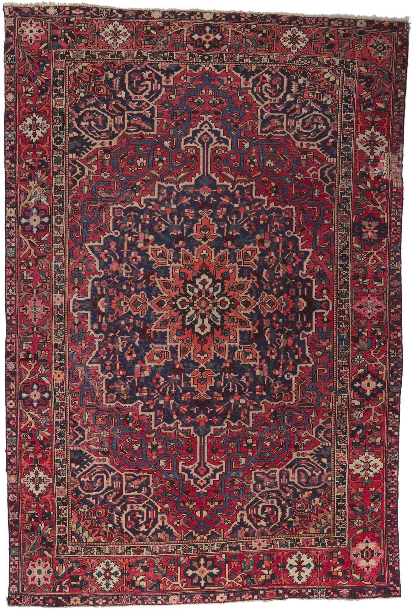 Persischer Bakhtiari-Teppich aus den 1940er Jahren mit Medaillon-Eckdesign und modernem Stil im Angebot 2