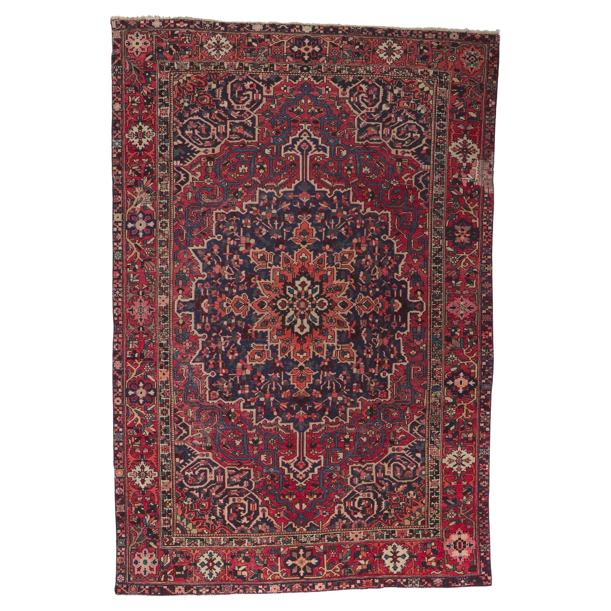 Persischer Bakhtiari-Teppich mit Medaillon-Eckdesign, Vintage