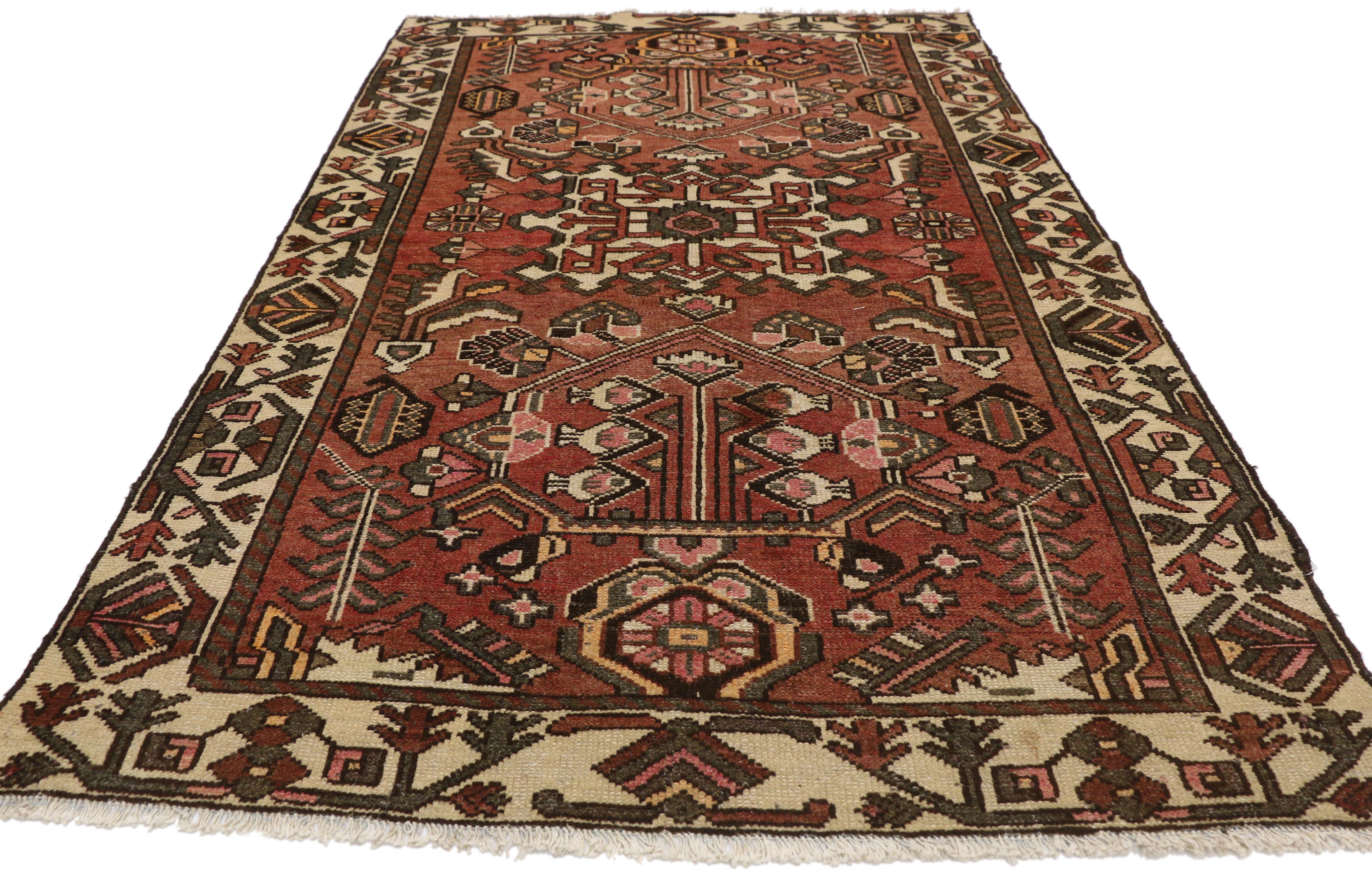 Hand-Knotted Vintage Persian Bakhtiari Rug with Mid-Century Modern Style For Sale