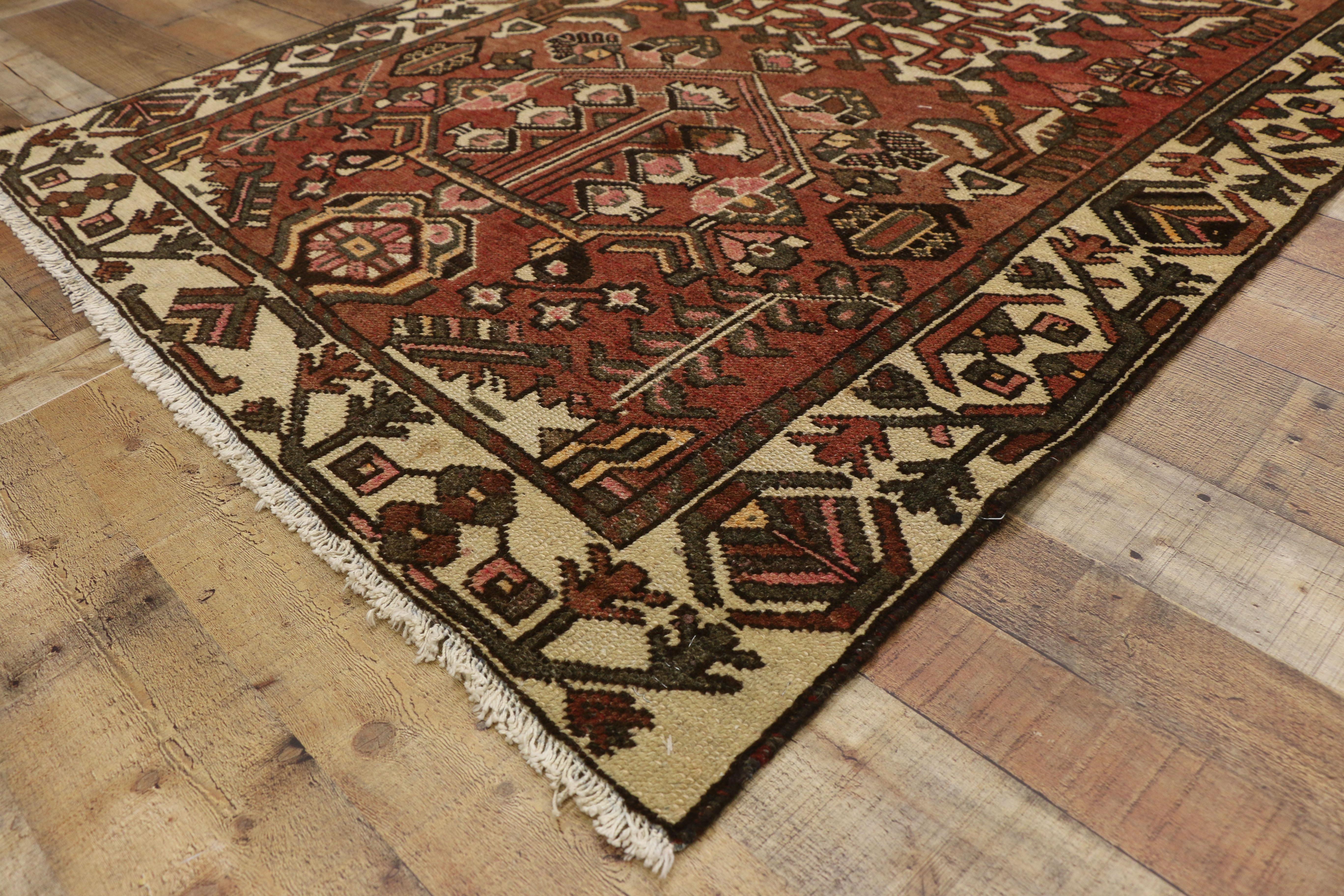 Wool Vintage Persian Bakhtiari Rug with Mid-Century Modern Style For Sale