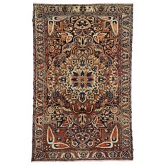 Used Persian Bakhtiari Rug with Rustic Style