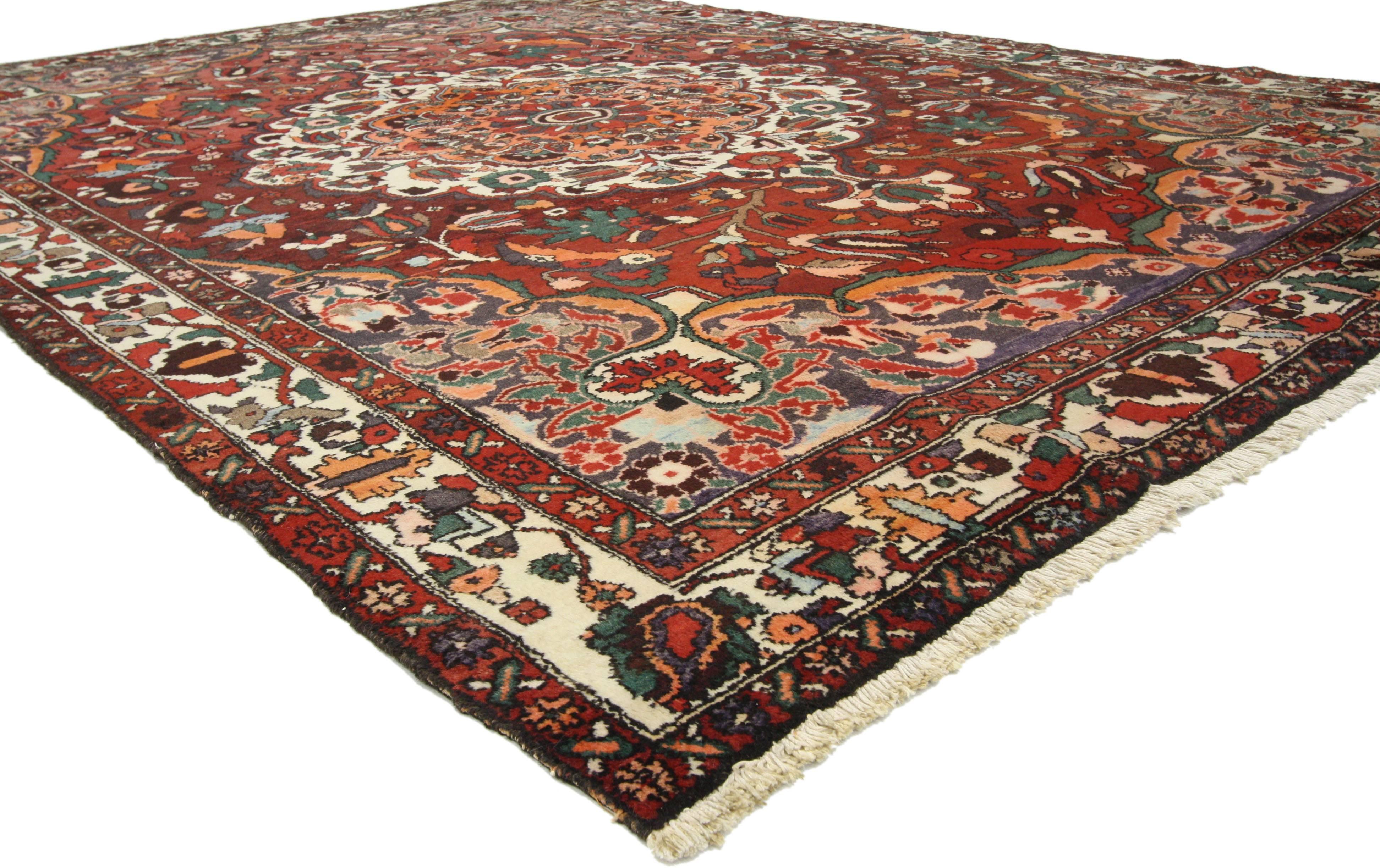 Modern Vintage Persian Bakhtiari Rug with Traditional Style For Sale