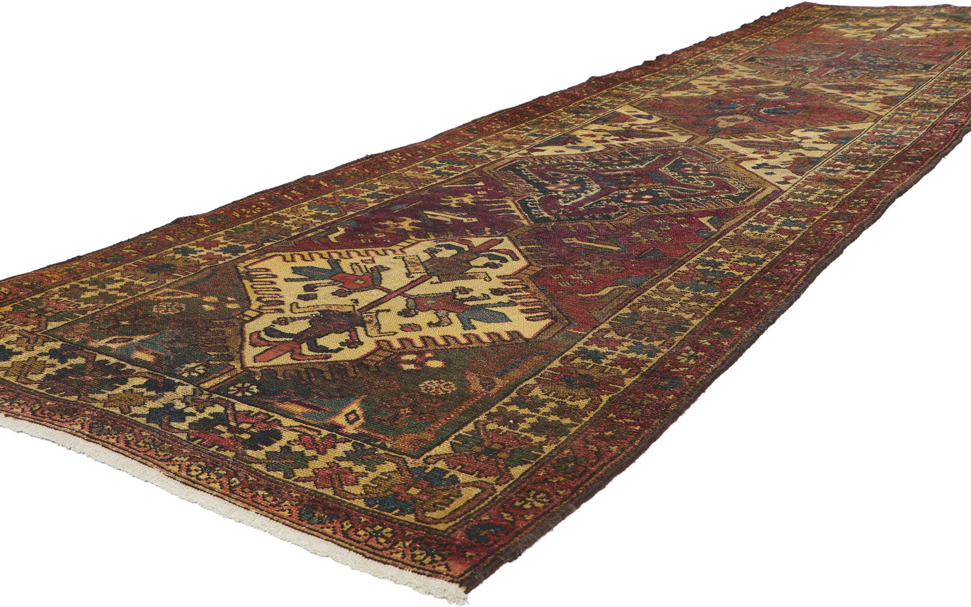 61143 Vintage Persian Bakhtiari Läufer, 03'05 x 13'01.