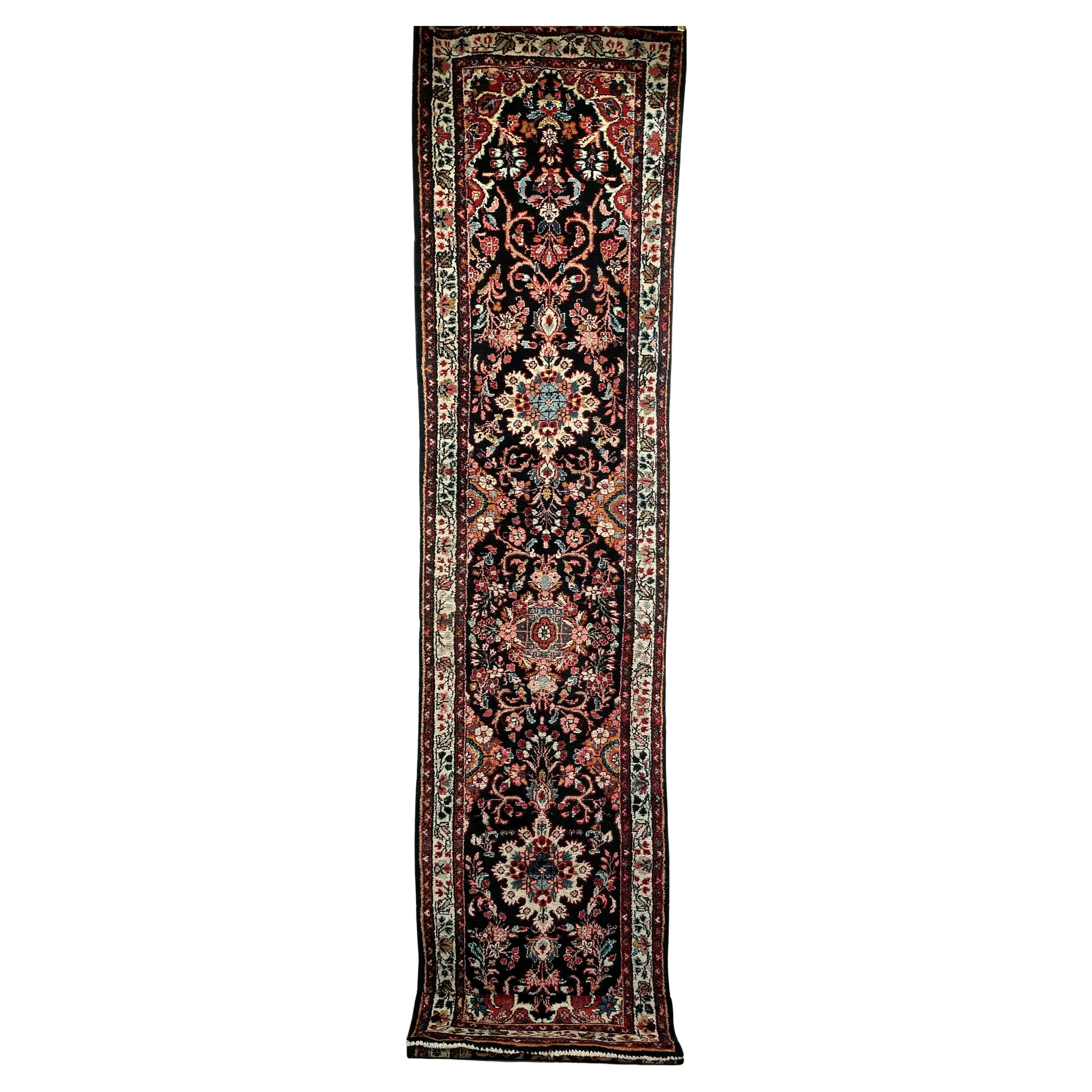 Vintage Persian Bakhtiari Runner in Floral Pattern