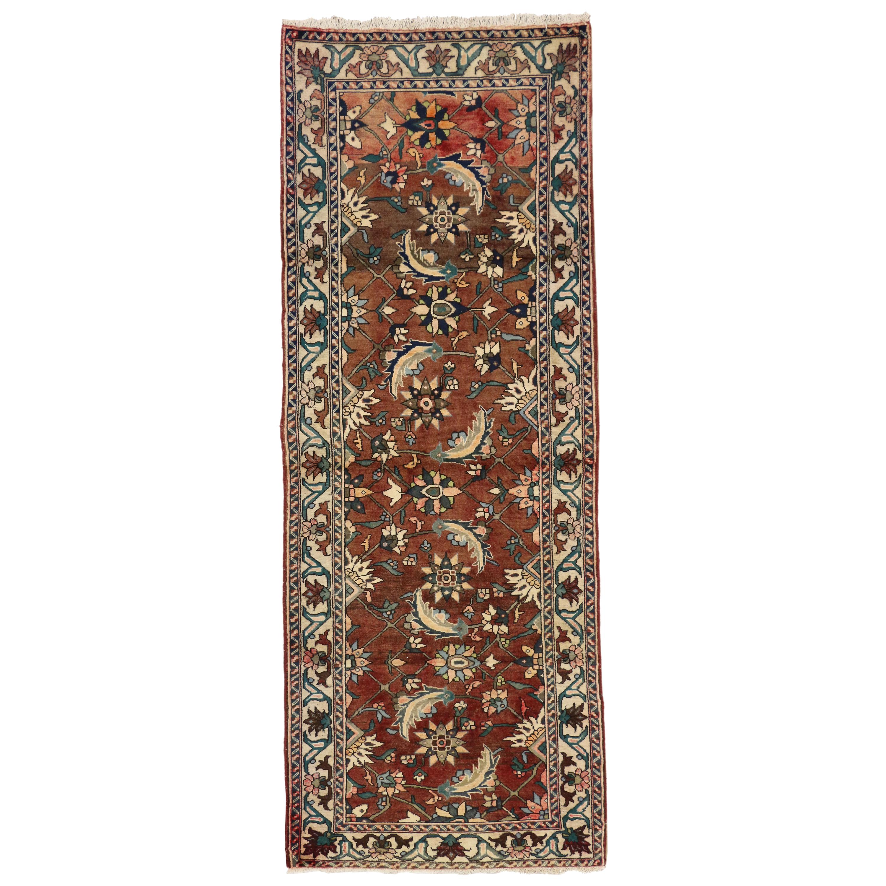 Tapis de couloir persan Bakhtiari vintage de style traditionnel, couloir de couloir