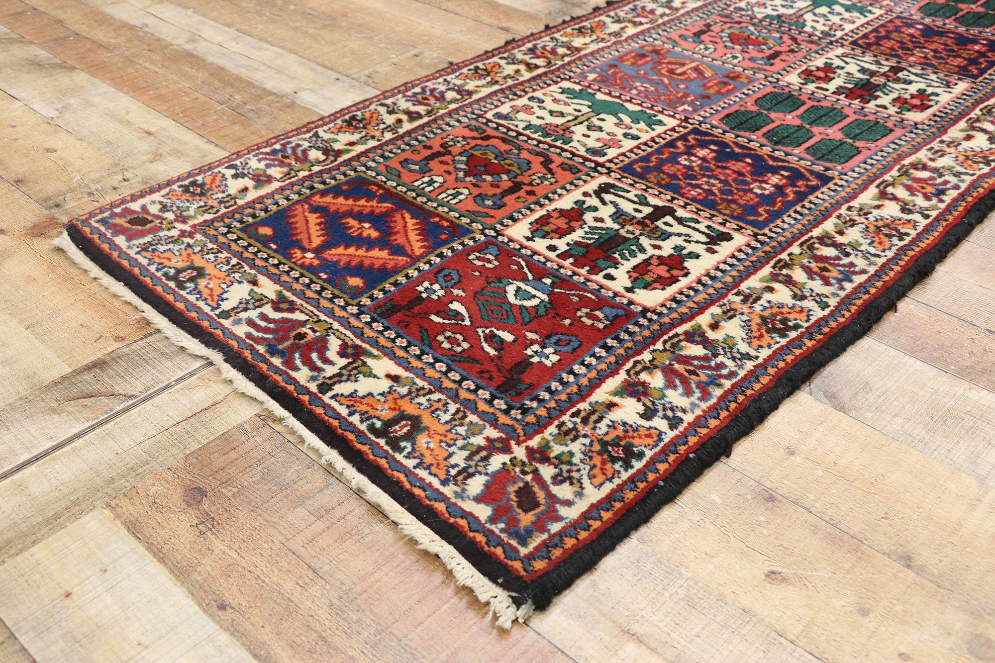20th Century Vintage Persian Bakhtiari Runner with Four Seasons Design and Traditional Style For Sale