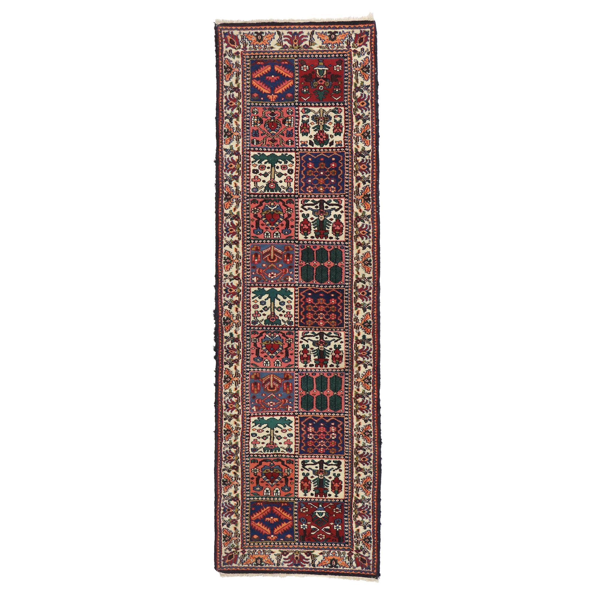 Vintage Persian Bakhtiari Runner with Four Seasons Design and Traditional Style For Sale