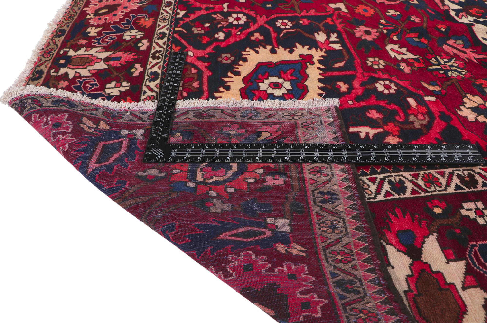 Hand-Knotted Vintage Persian Bakhtiari Square Rug with Rare Medallion Design For Sale