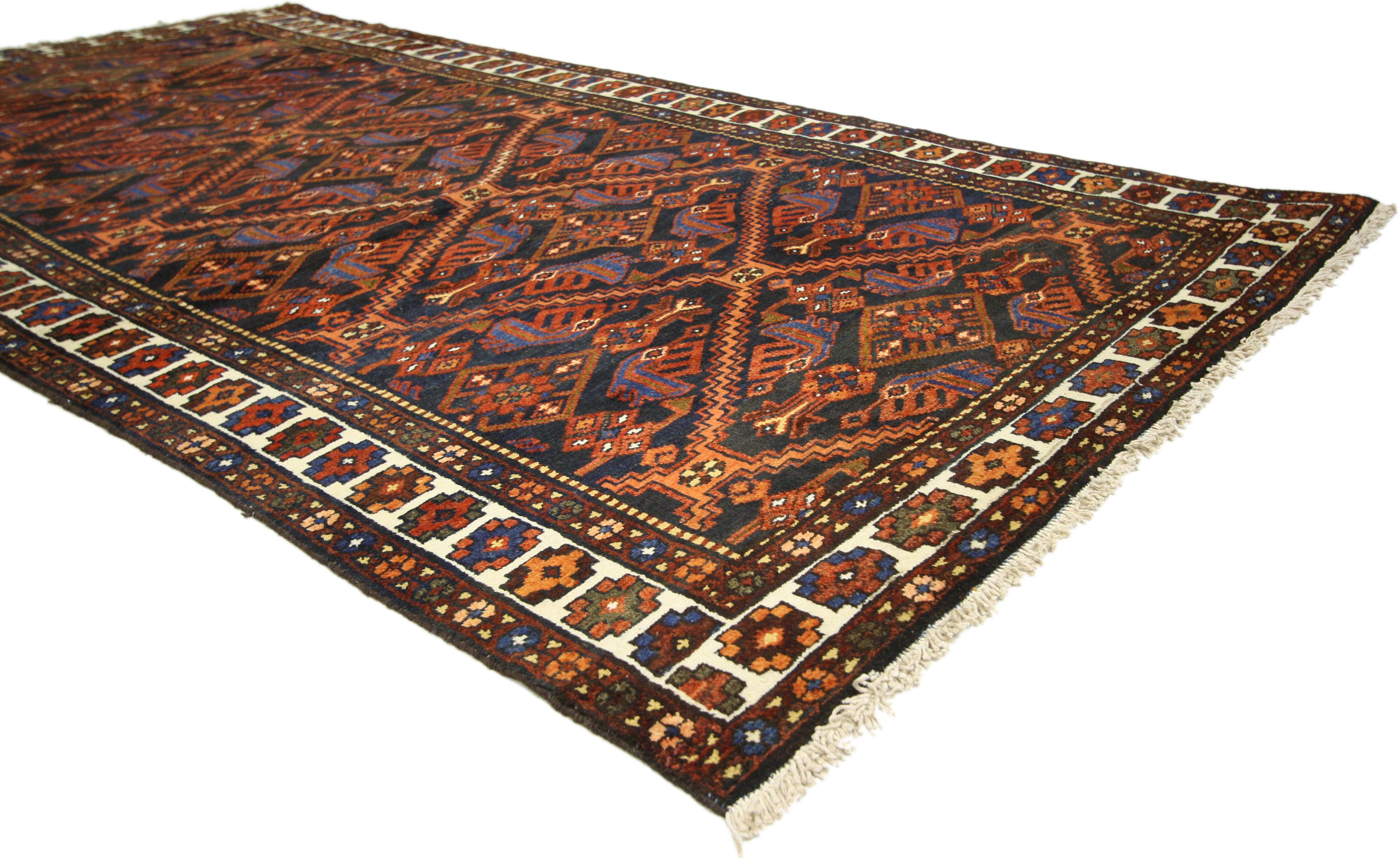 Arts and Crafts Vintage Persian Bakhtiari Wide Hallway Runner