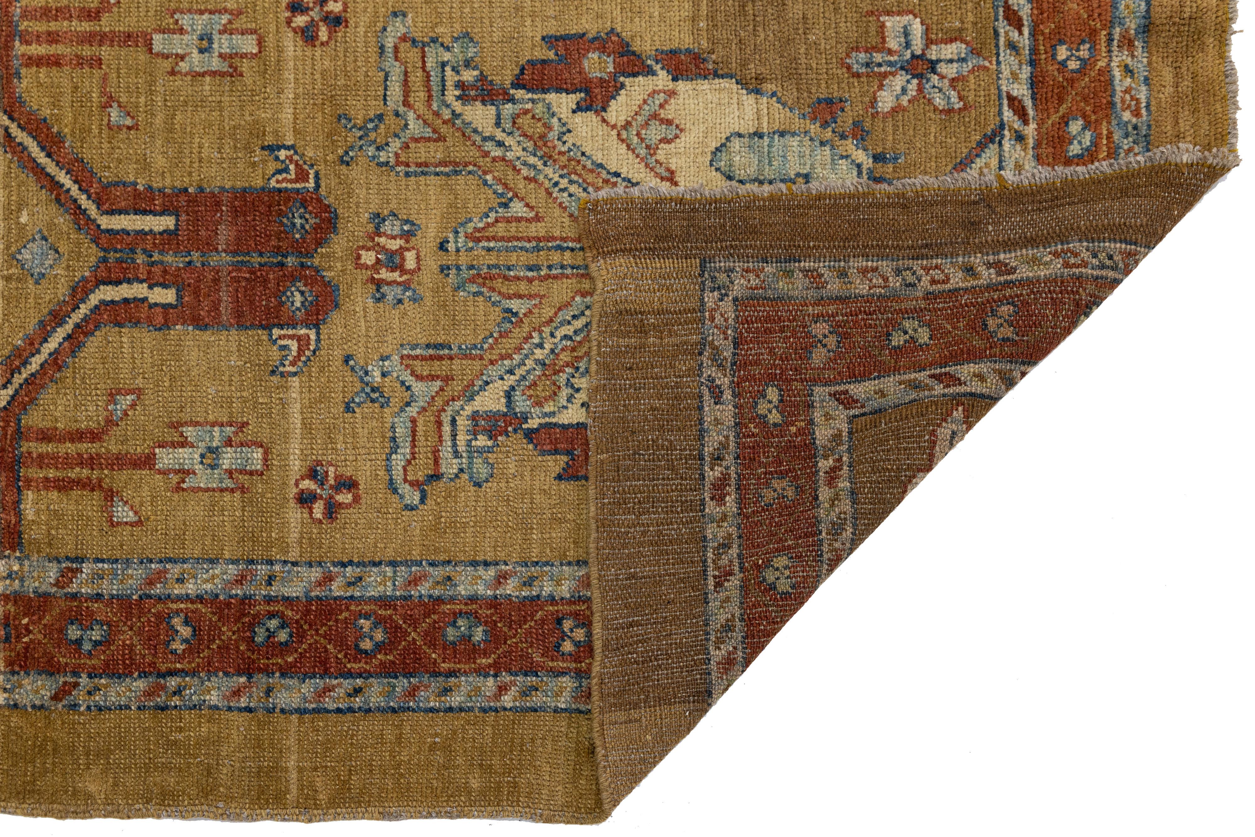 Vintage Persian Bakshaish Handmade Brown Wool Runner with Tribal Design (Persisch) im Angebot