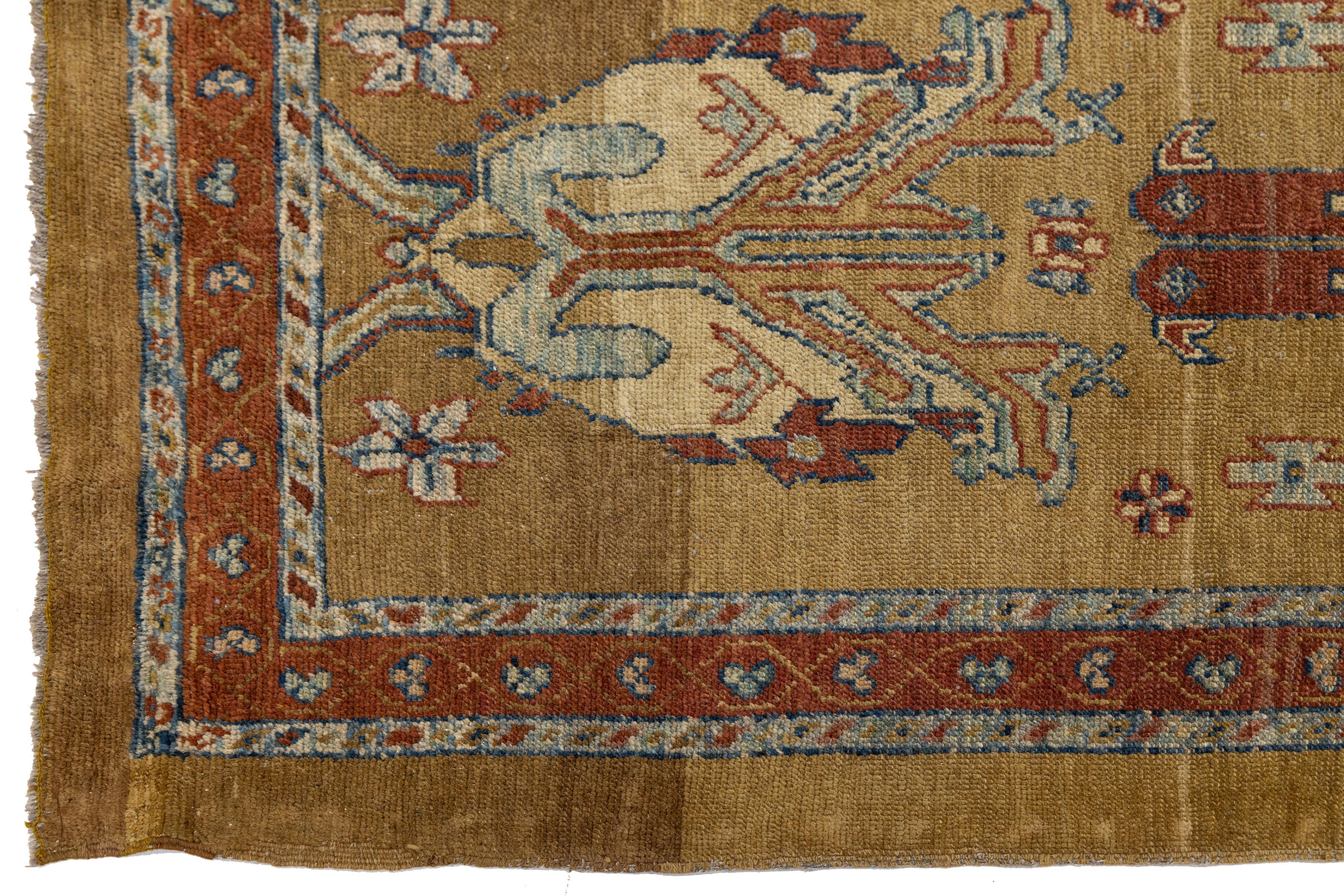 Vintage Persian Bakshaish Handmade Brown Wool Runner with Tribal Design im Angebot 1