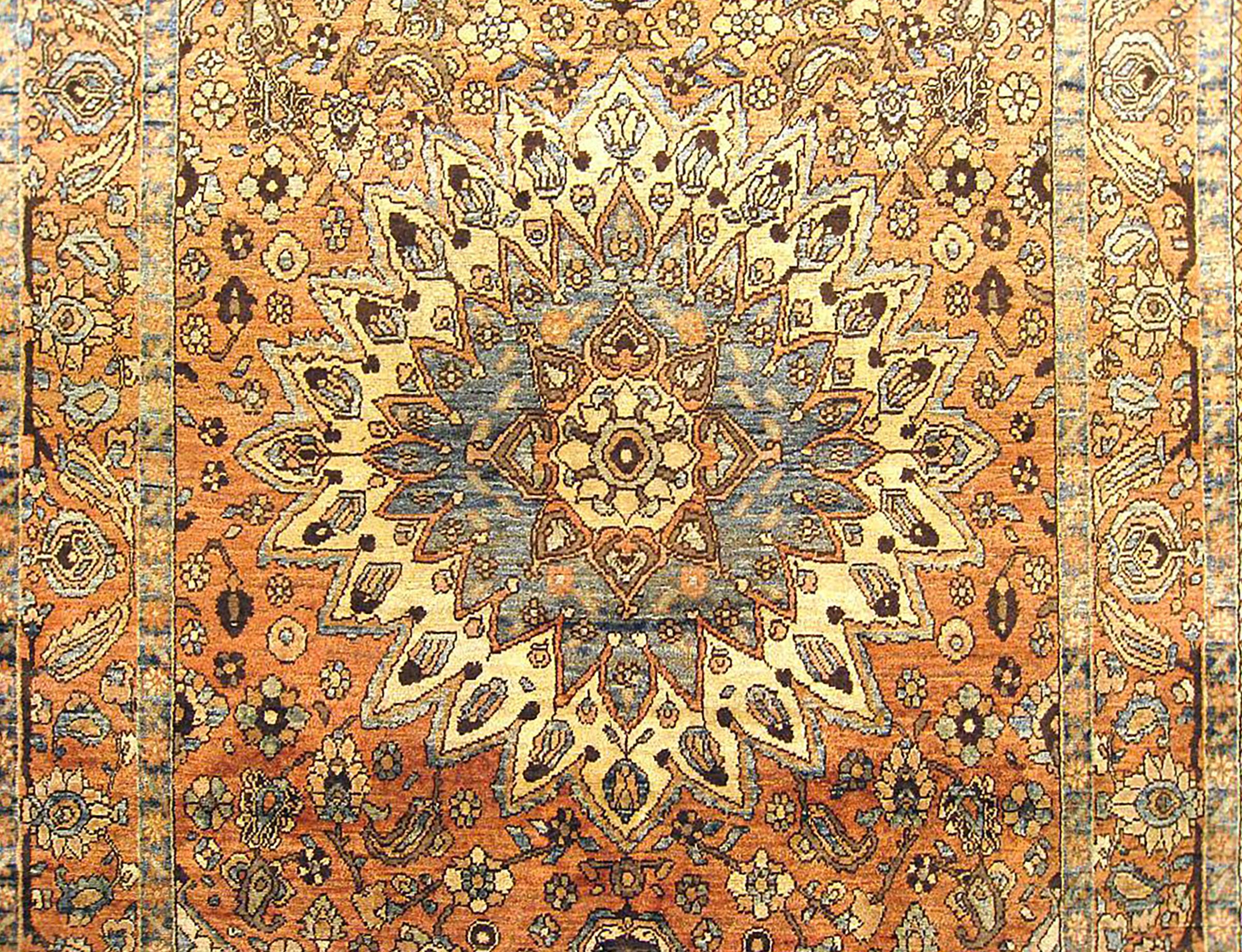 Hand-Knotted Vintage Persian Baktiari Oriental Rug, in Small Size, W/ Central Medallion For Sale