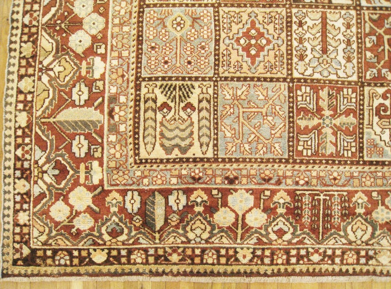 Vintage Persian Baktiari Oriental Rug, in Square size, w/ Garden Design ...